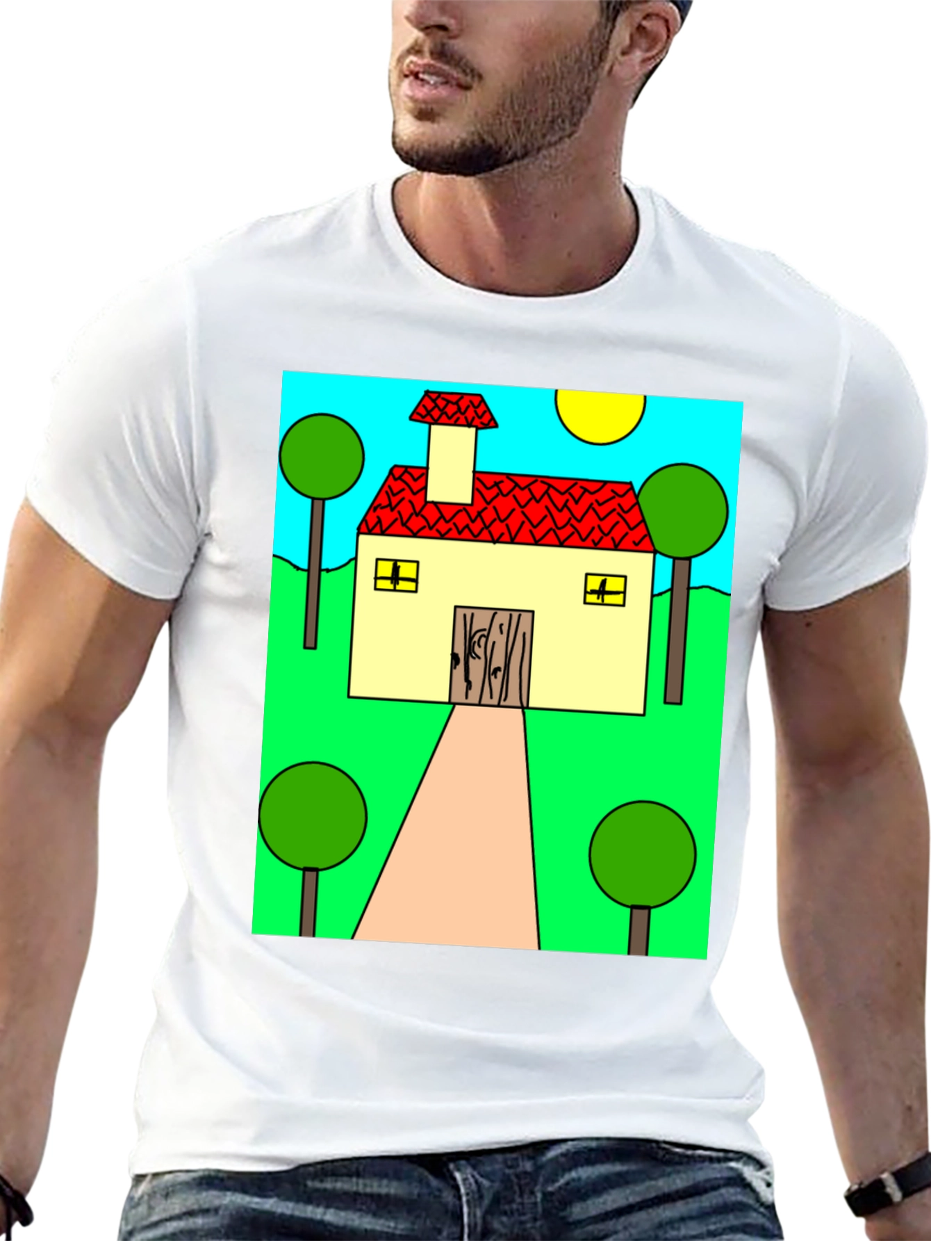 Whimsical Cartoon House Graphic Tee