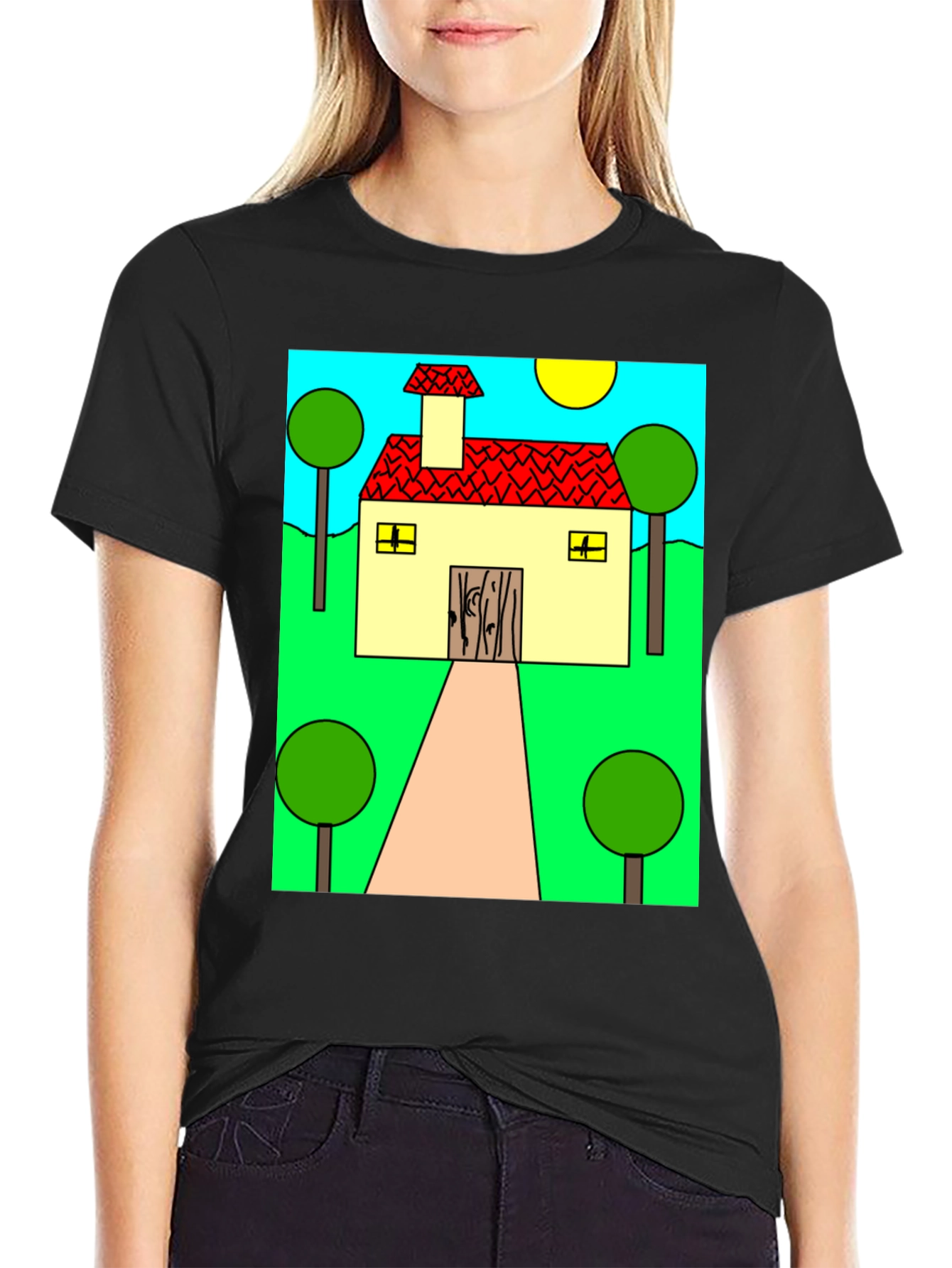 Whimsical Cartoon House Graphic Tee