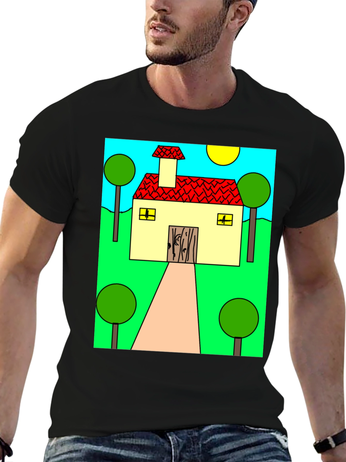 Whimsical Cartoon House Graphic Tee