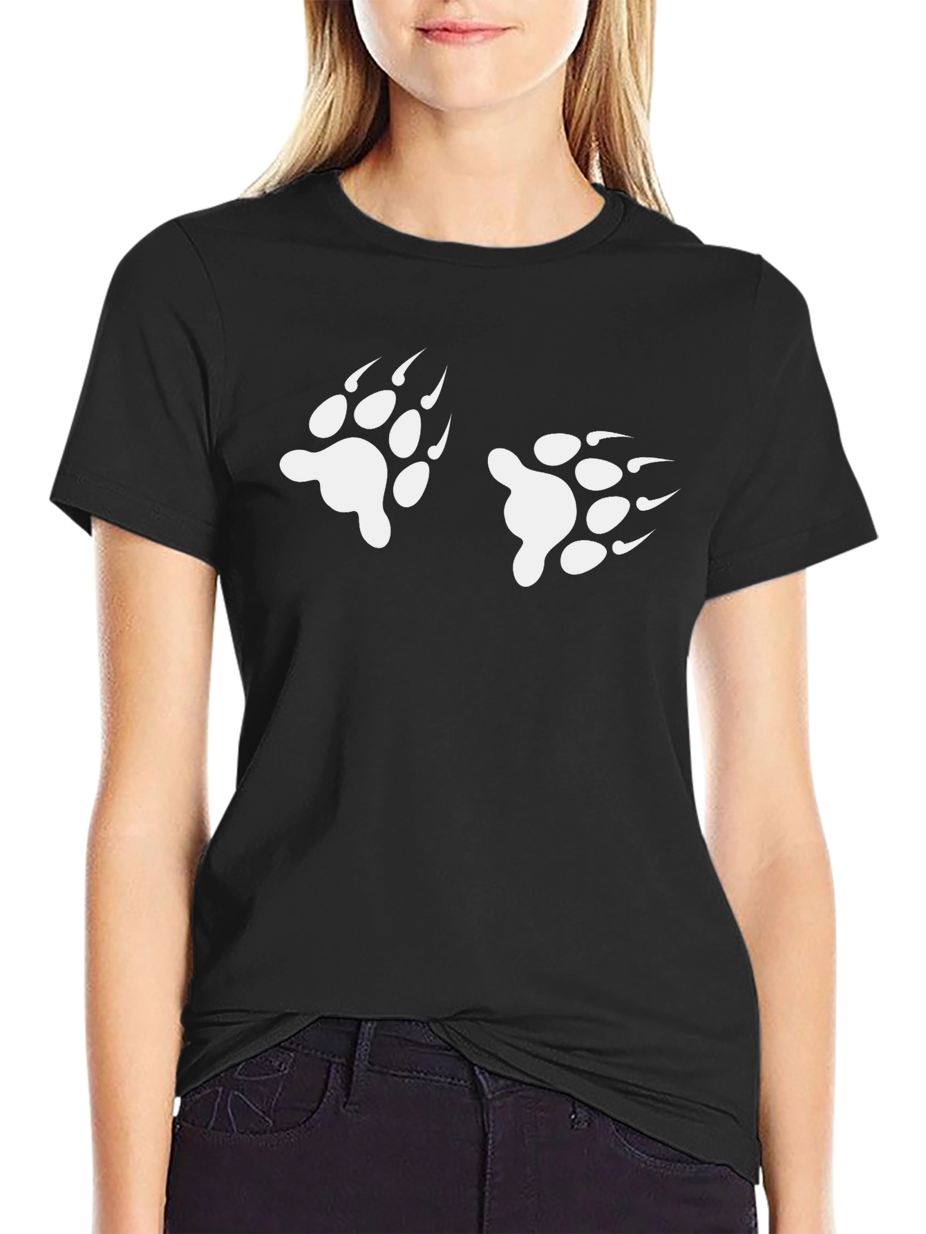 Bear Paw Print Black T-Shirt