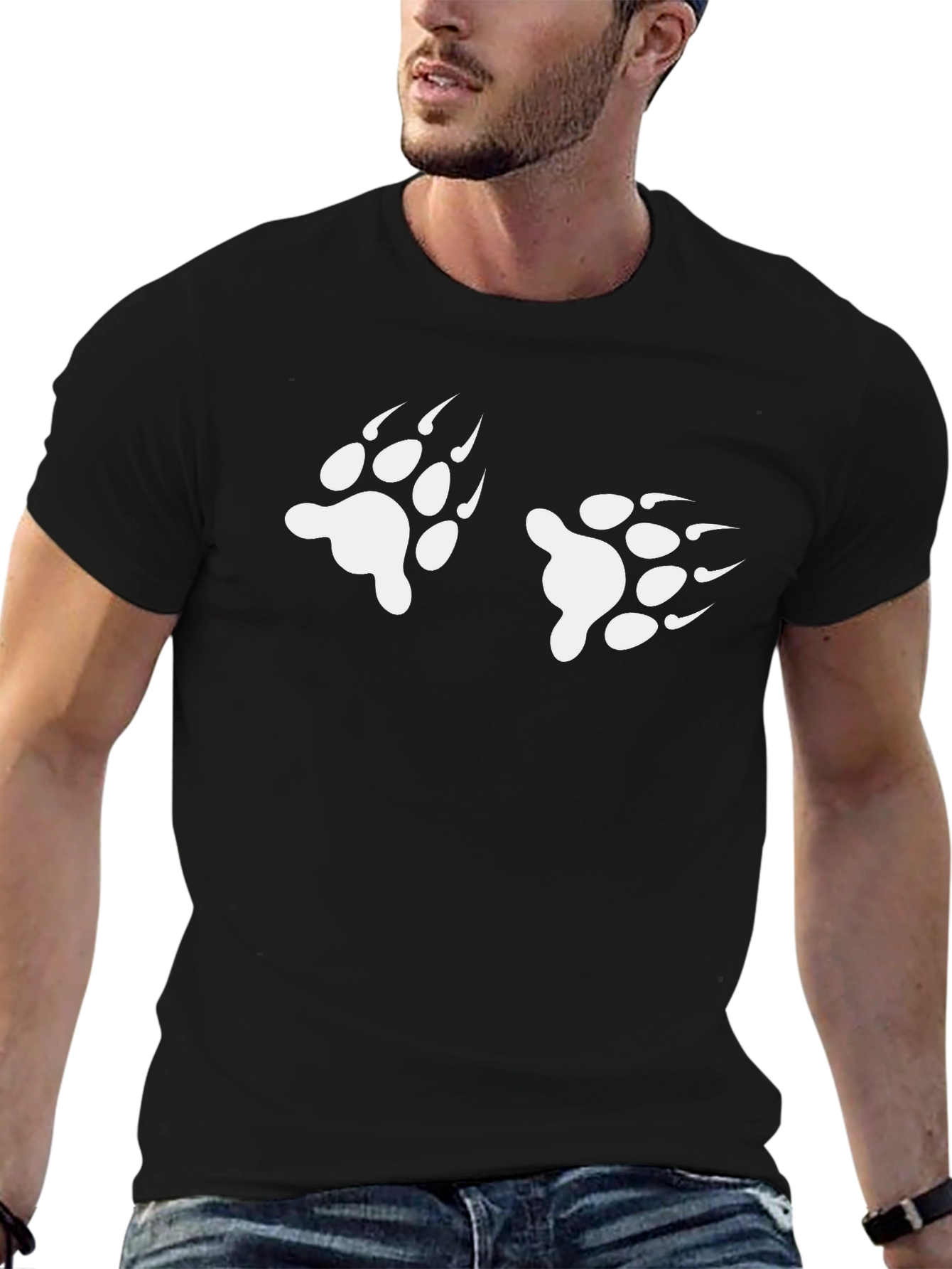 Bear Paw Print Black T-Shirt