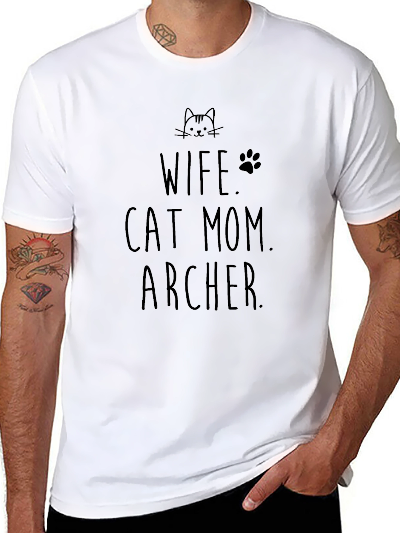 Wife Cat Mom Archer T-Shirt