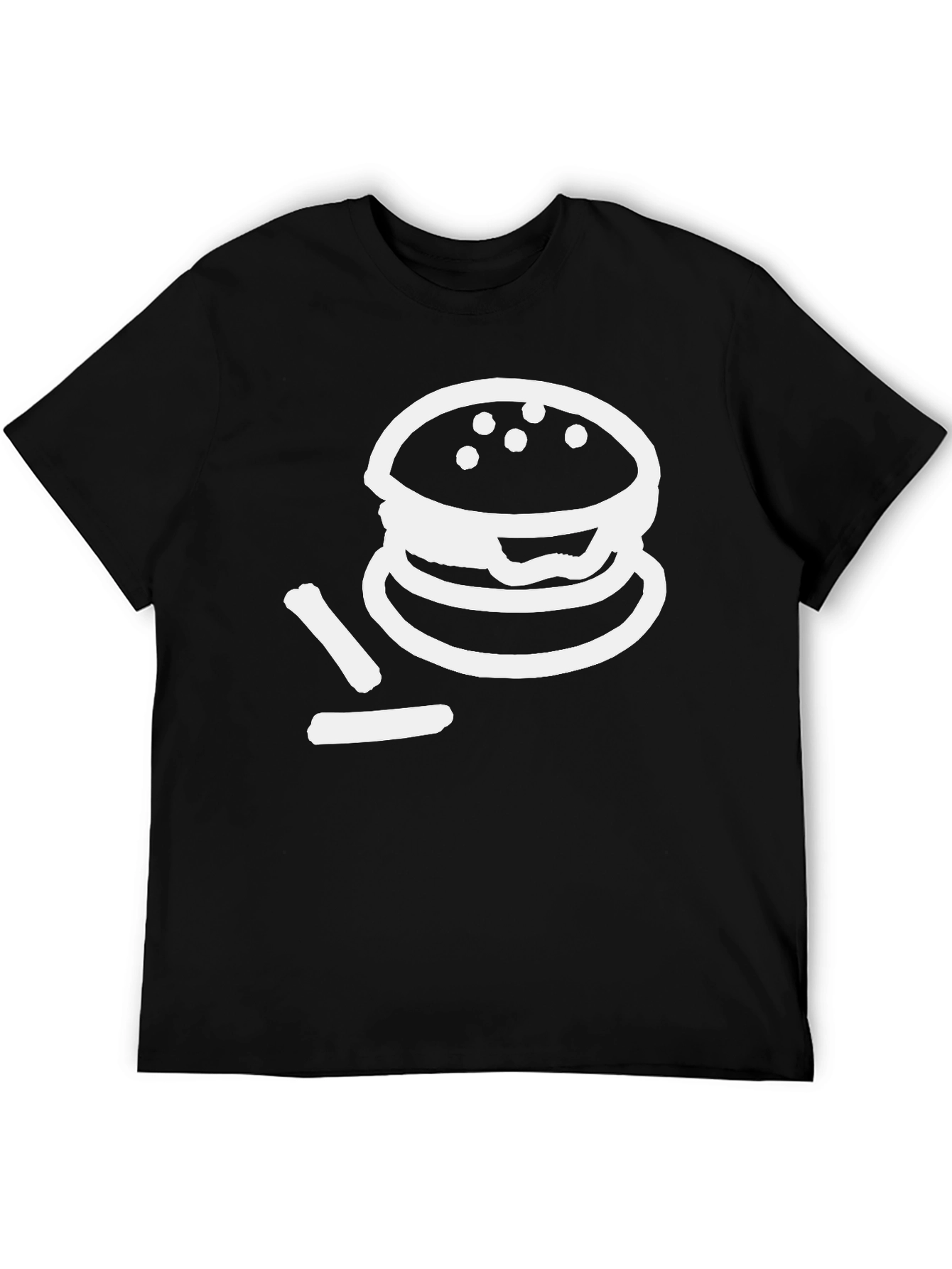 Burger Graphic T-Shirt - Black Crew Neck Tee