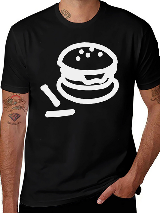 Burger Graphic T-Shirt - Black Crew Neck Tee