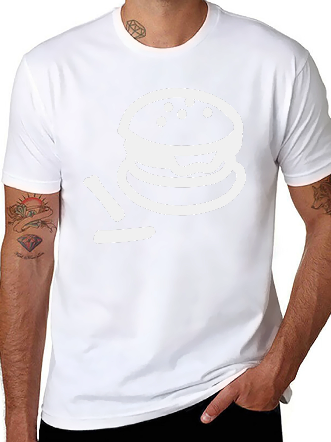 Burger Graphic T-Shirt - Black Crew Neck Tee