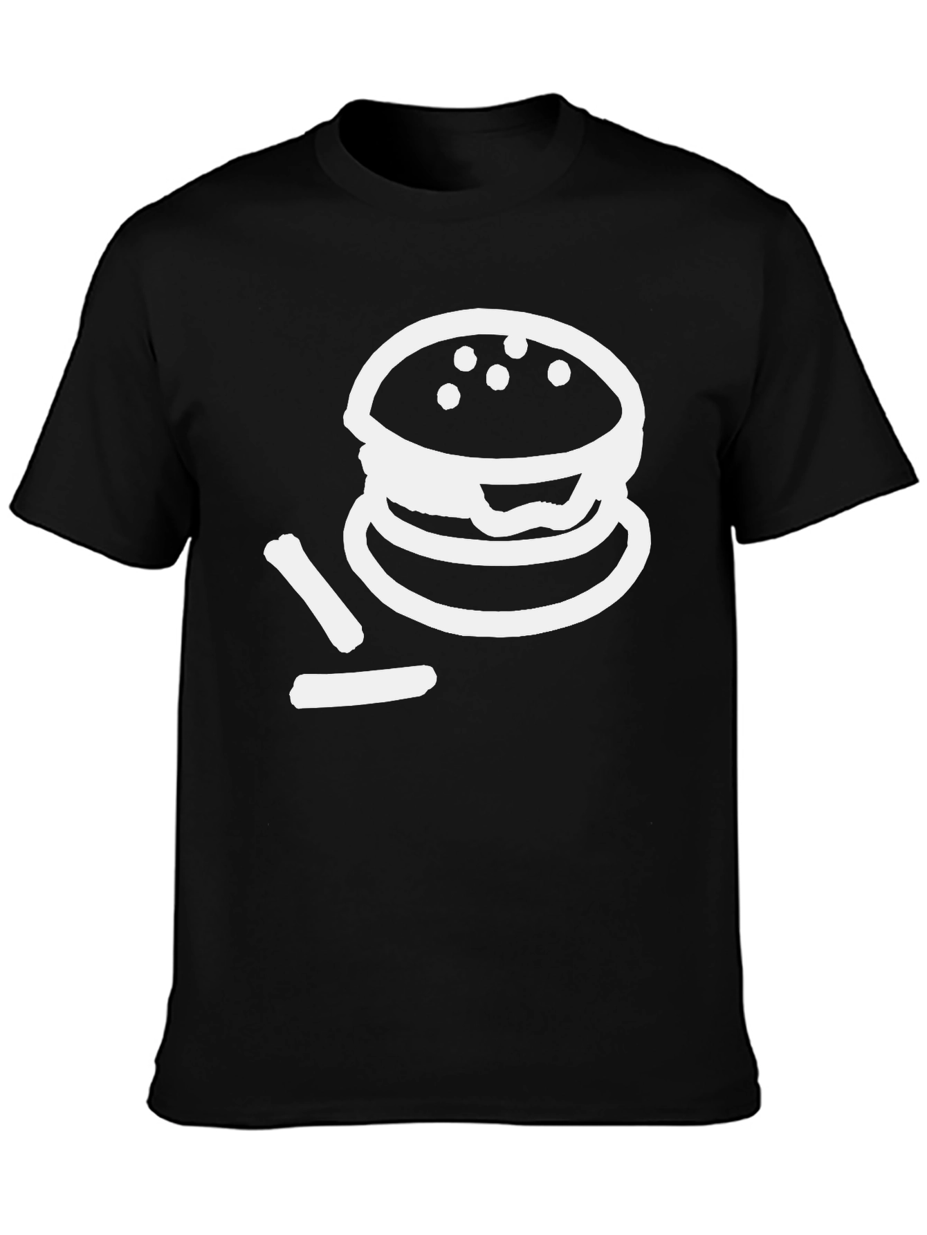 Burger Graphic T-Shirt - Black Crew Neck Tee