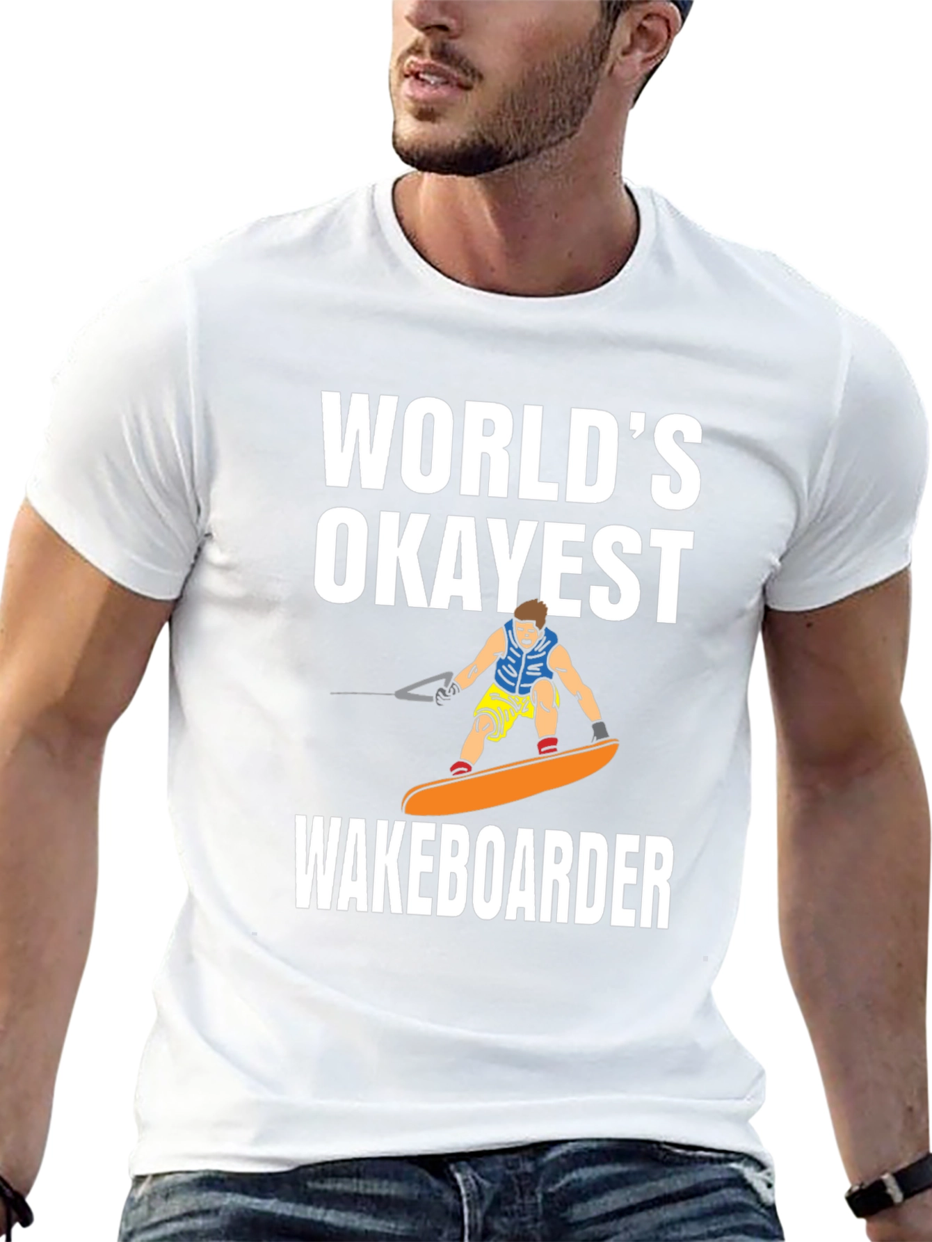 Worlds Okayest Wakeboarder Black T-Shirt