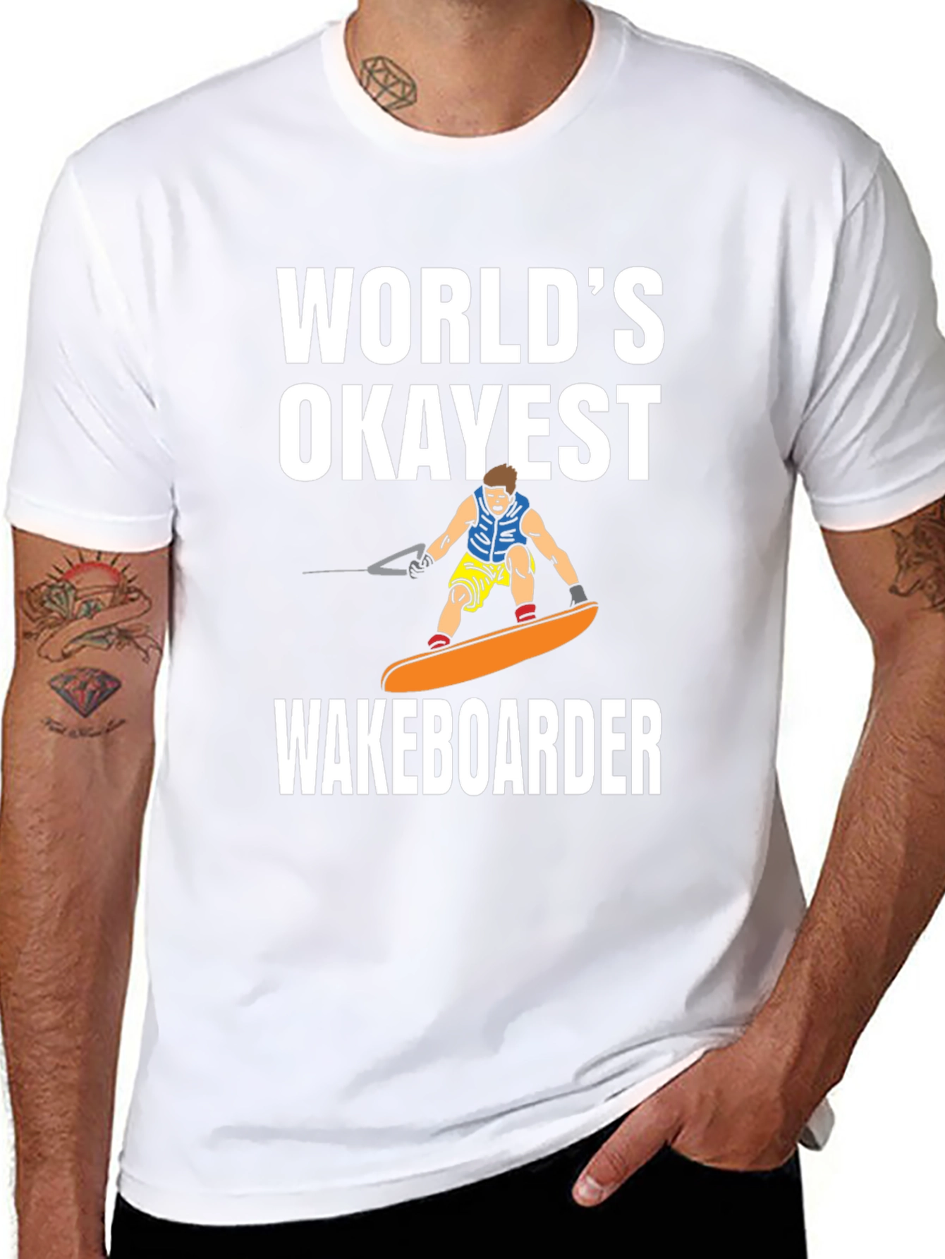 Worlds Okayest Wakeboarder Black T-Shirt