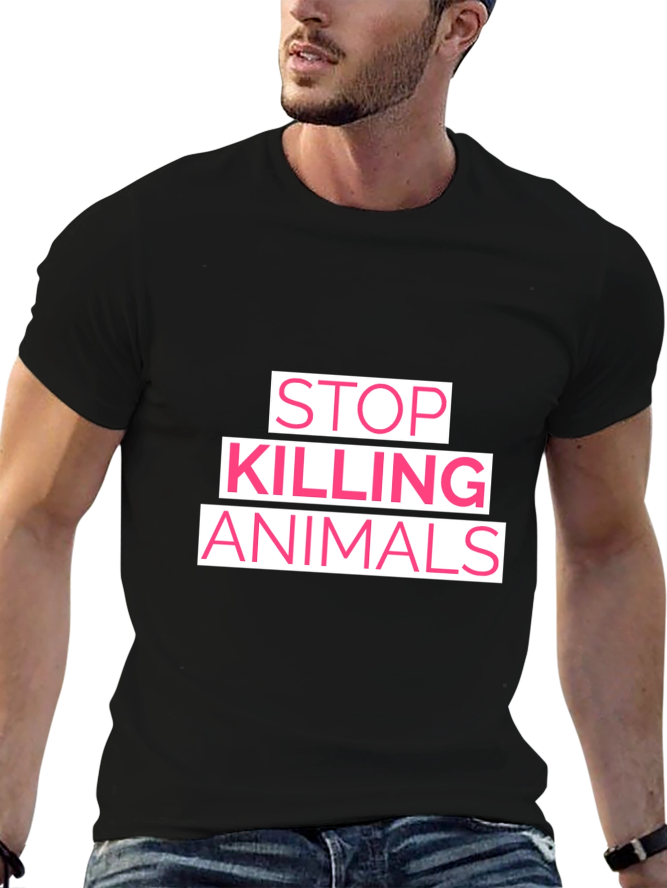 Stop Killing Animals Graphic T-Shirt - Black