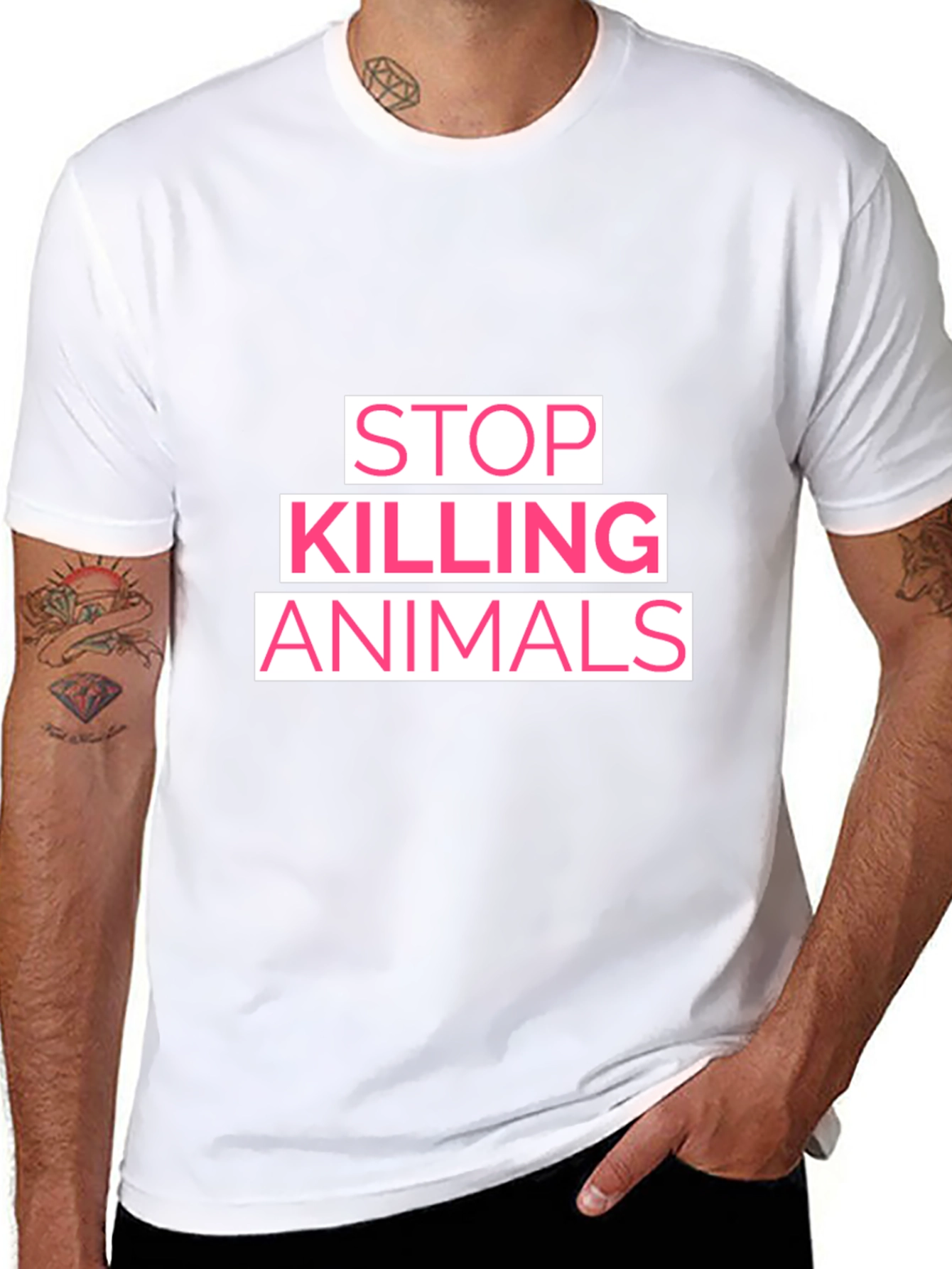 Stop Killing Animals Graphic T-Shirt - Black