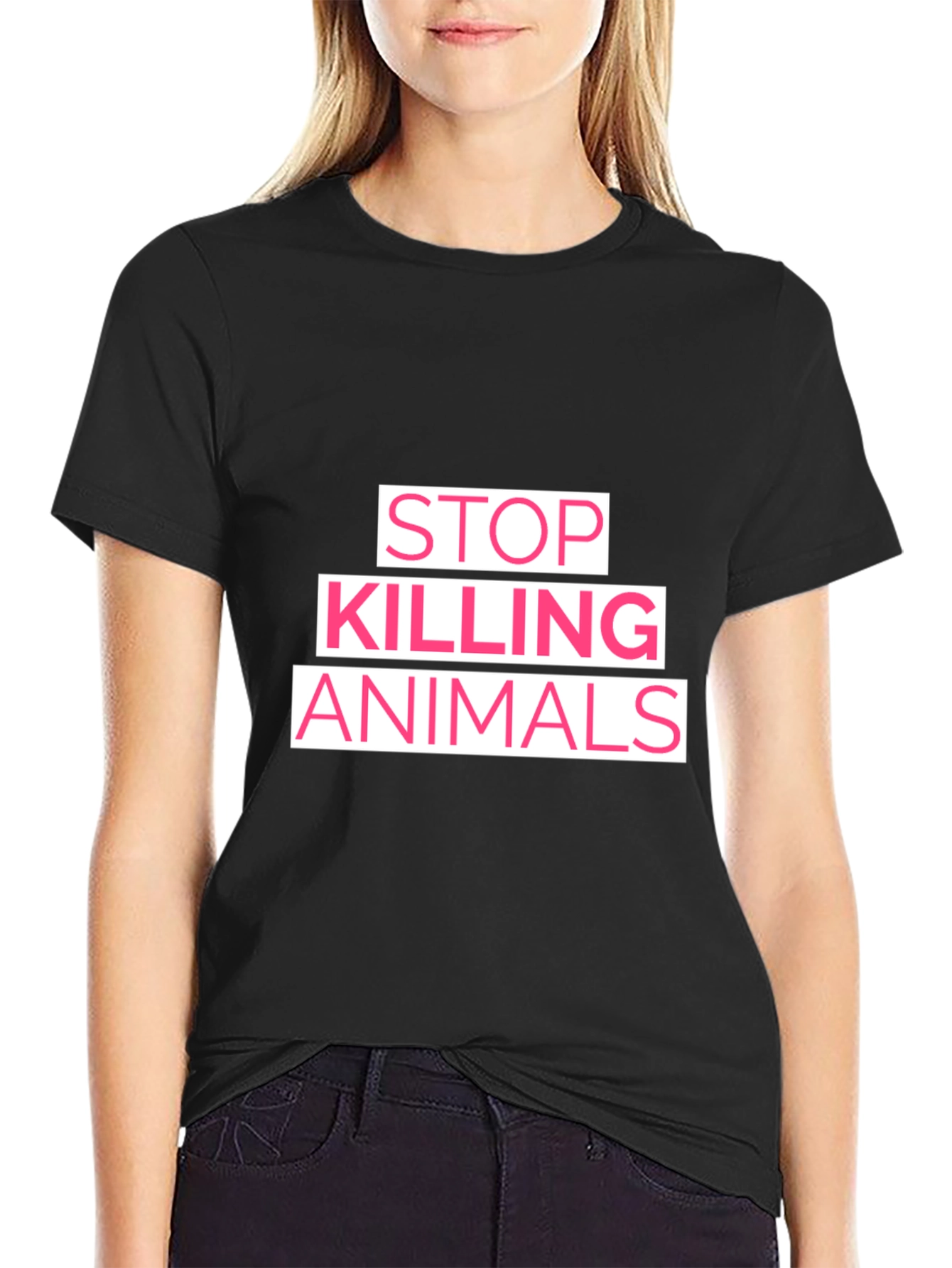 Stop Killing Animals Graphic T-Shirt - Black