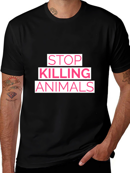 Stop Killing Animals Graphic T-Shirt - Black