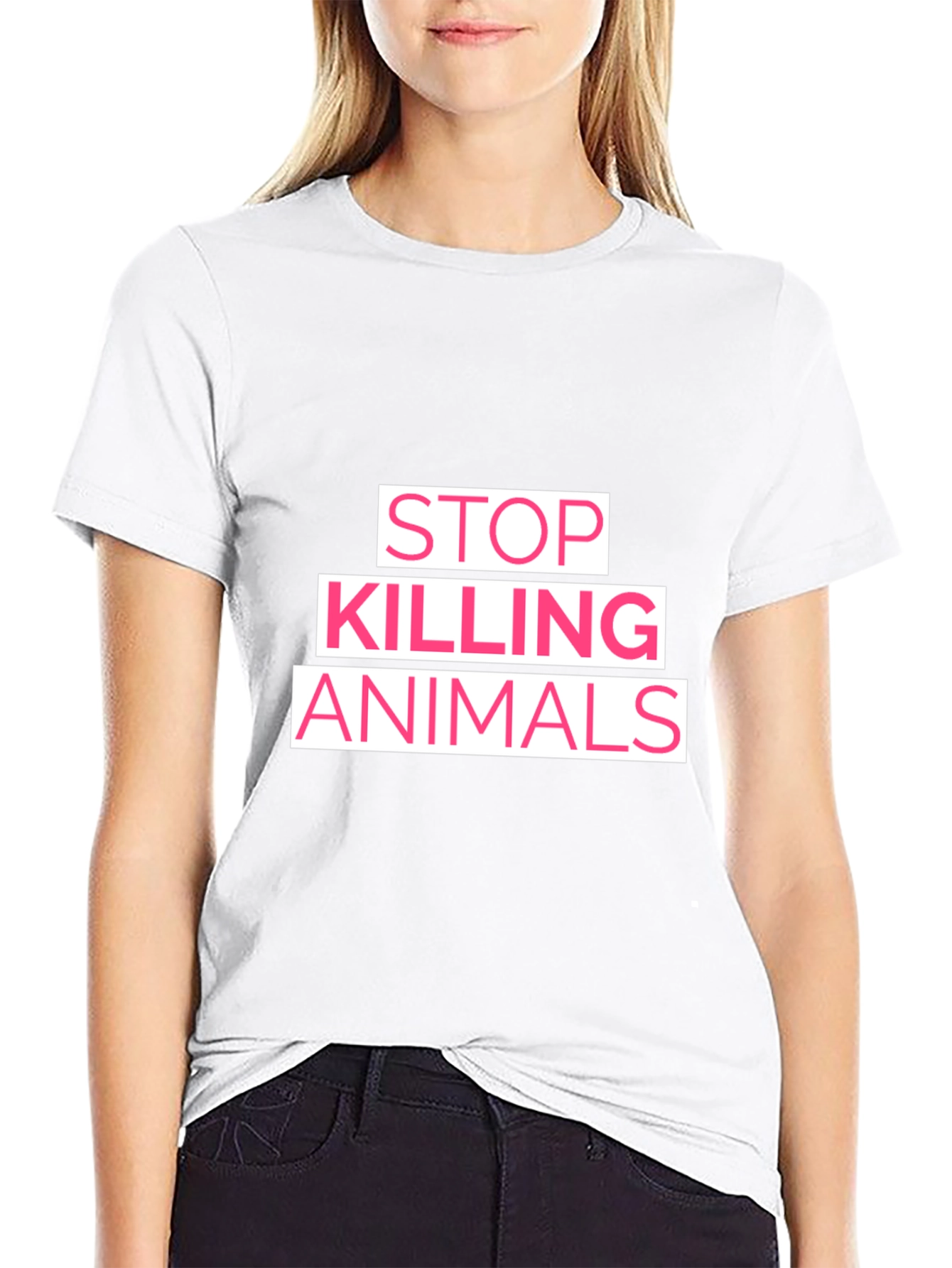 Stop Killing Animals Graphic T-Shirt - Black