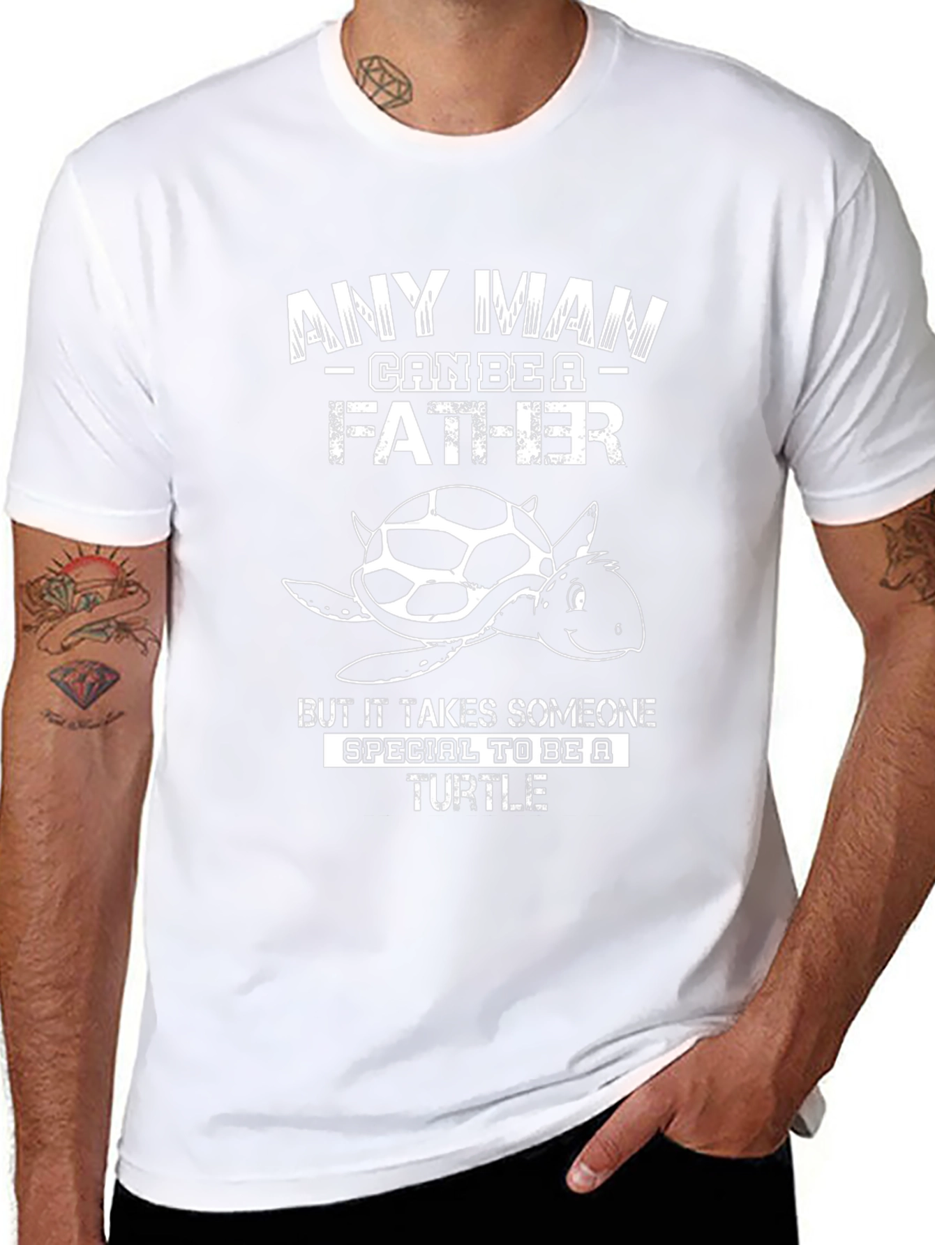Any Man Can Be a Father Turtle Black T-Shirt