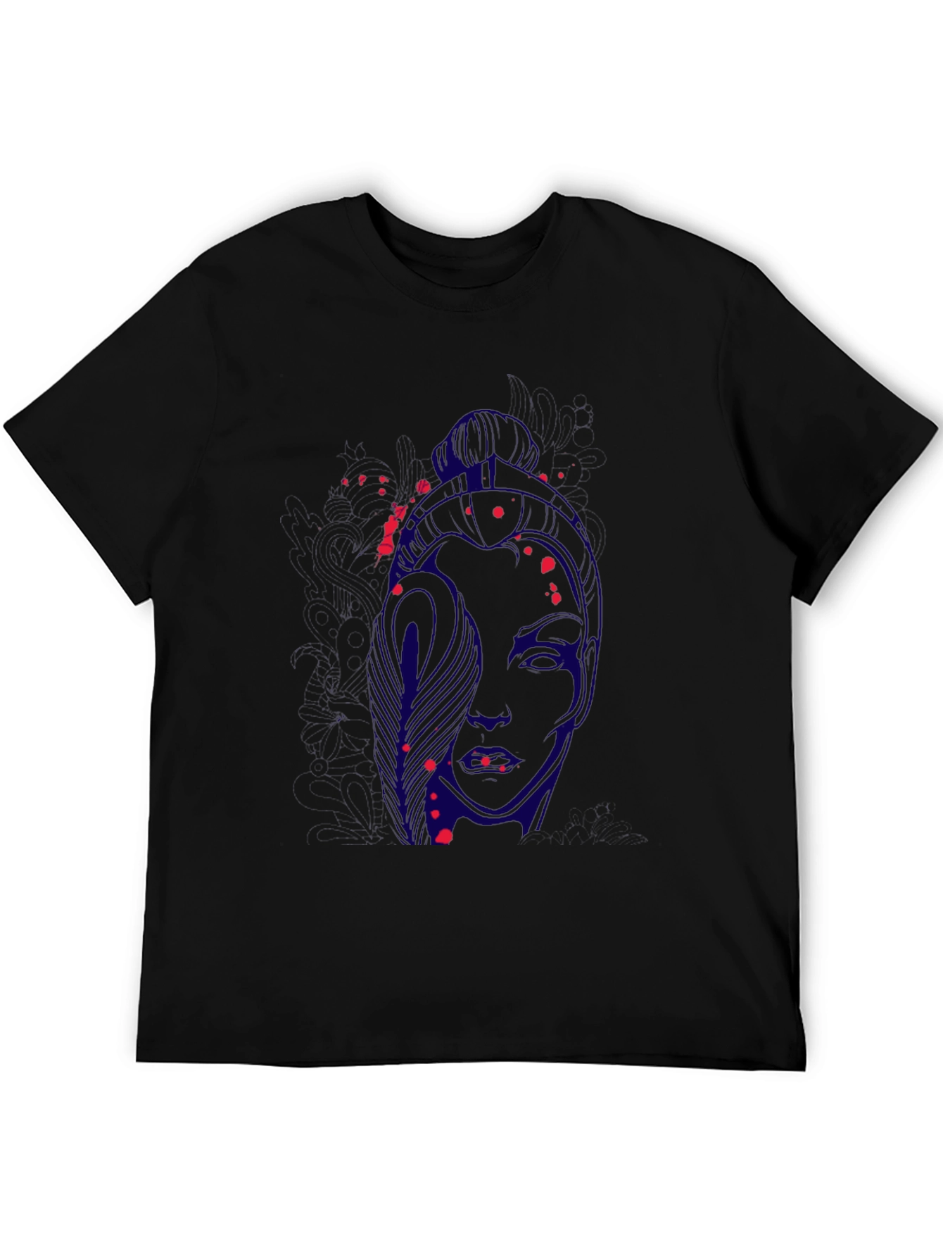 Abstract Face Graphic Black T-Shirt