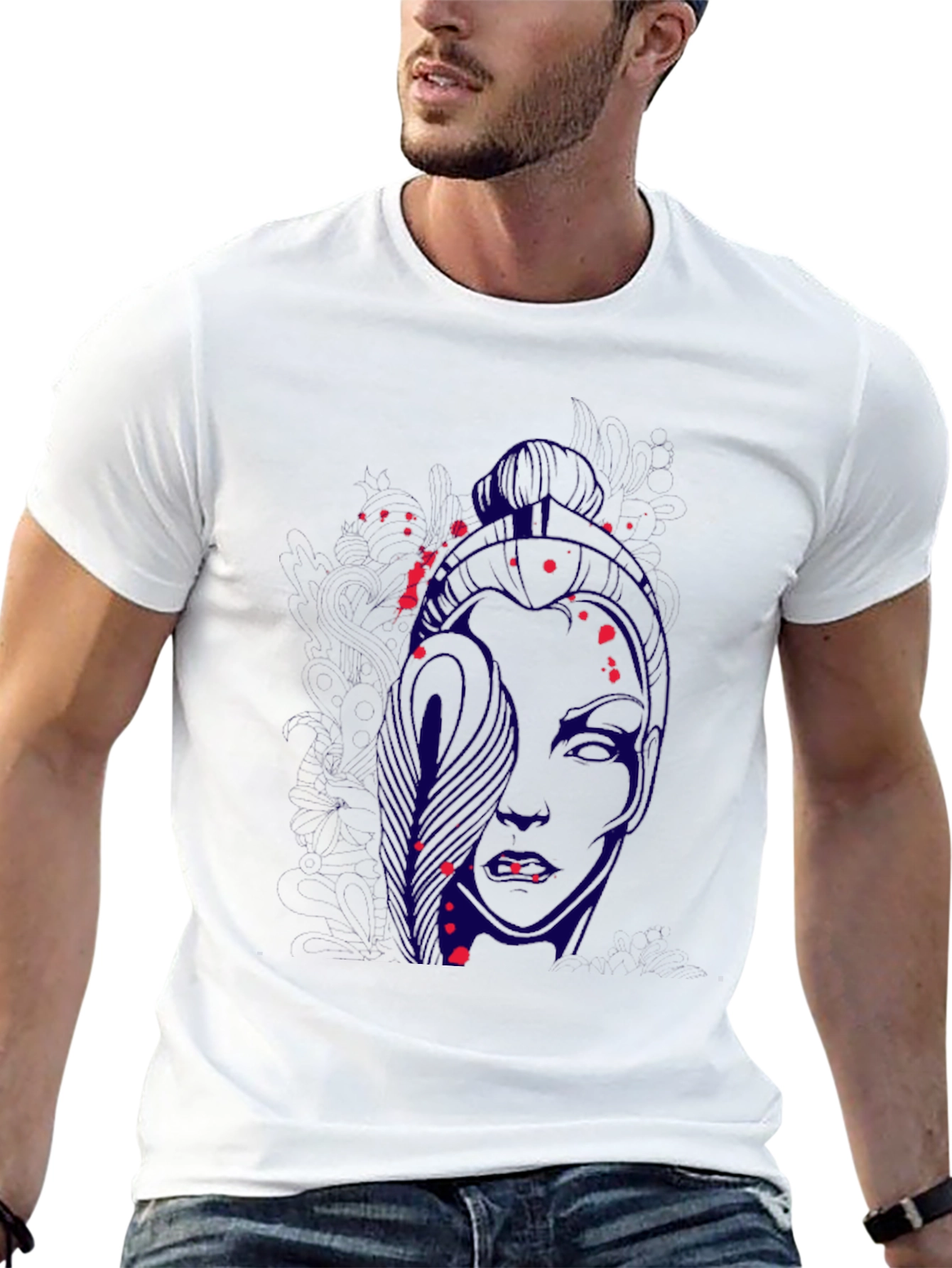 Abstract Face Graphic Black T-Shirt