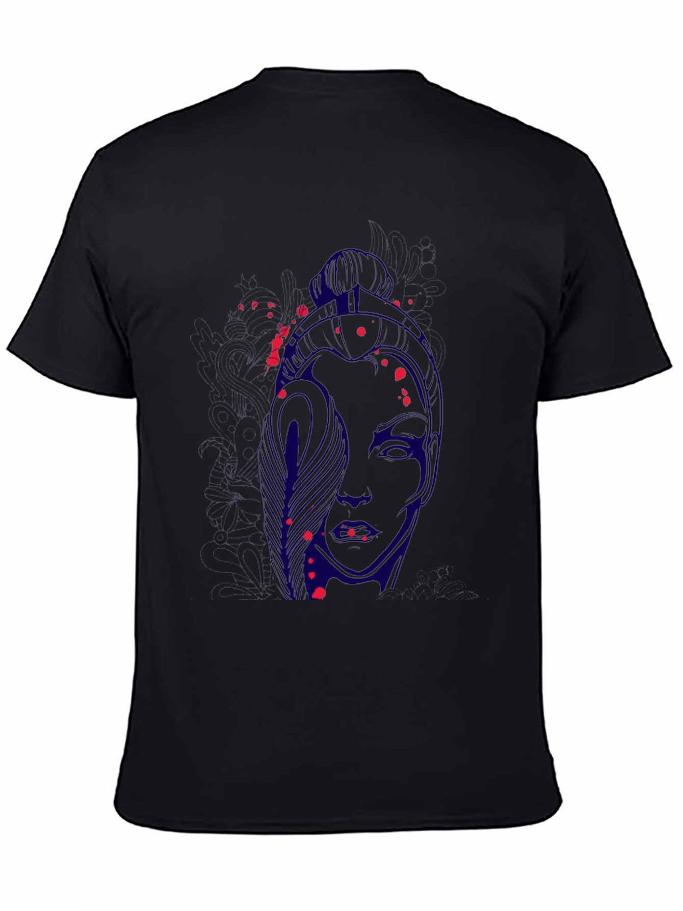 Abstract Face Graphic Black T-Shirt