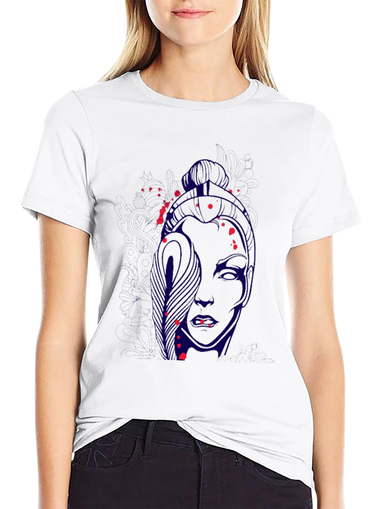 Abstract Face Graphic Black T-Shirt