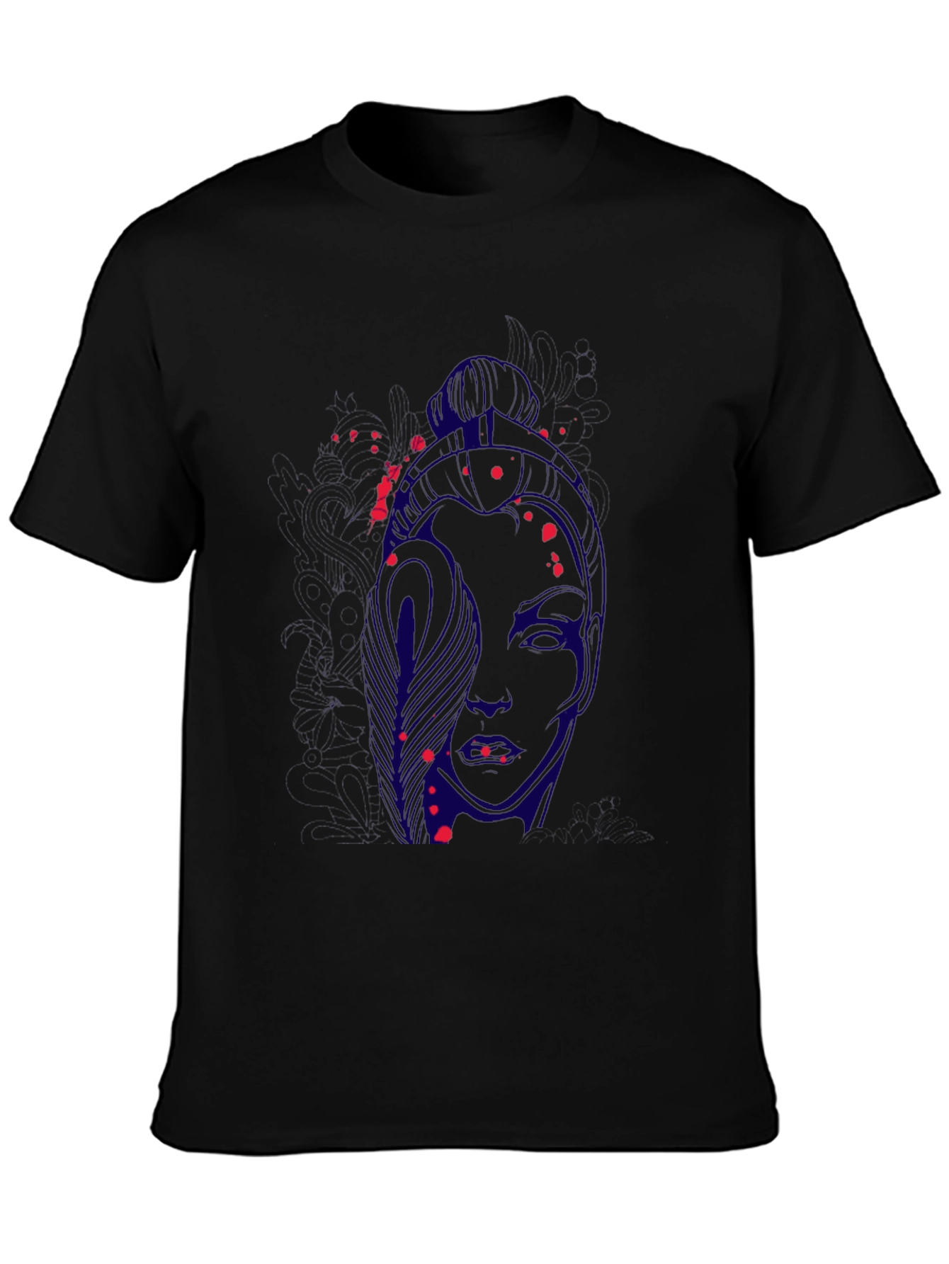 Abstract Face Graphic Black T-Shirt
