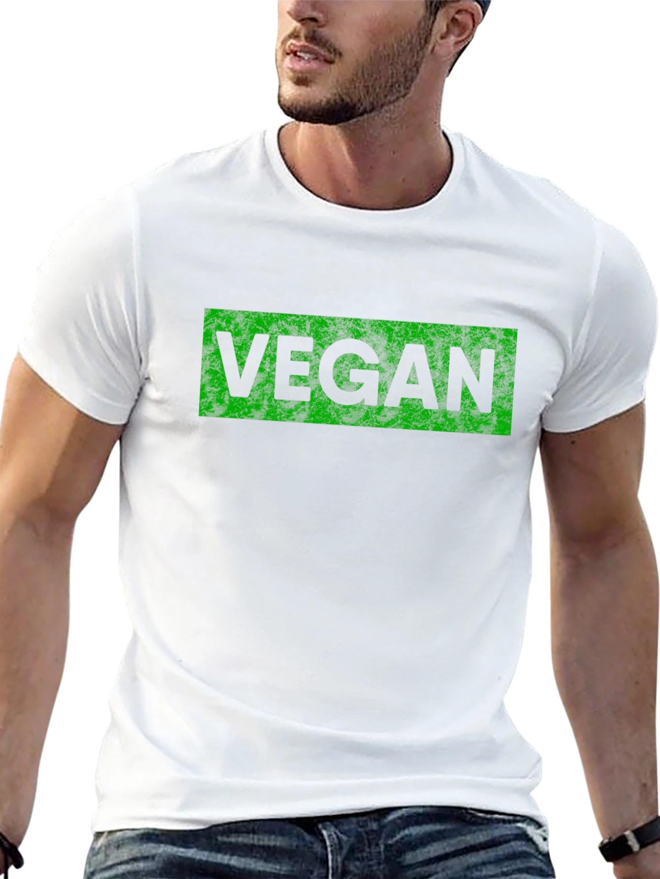 Vegan T-Shirt - Black with Green Lettering