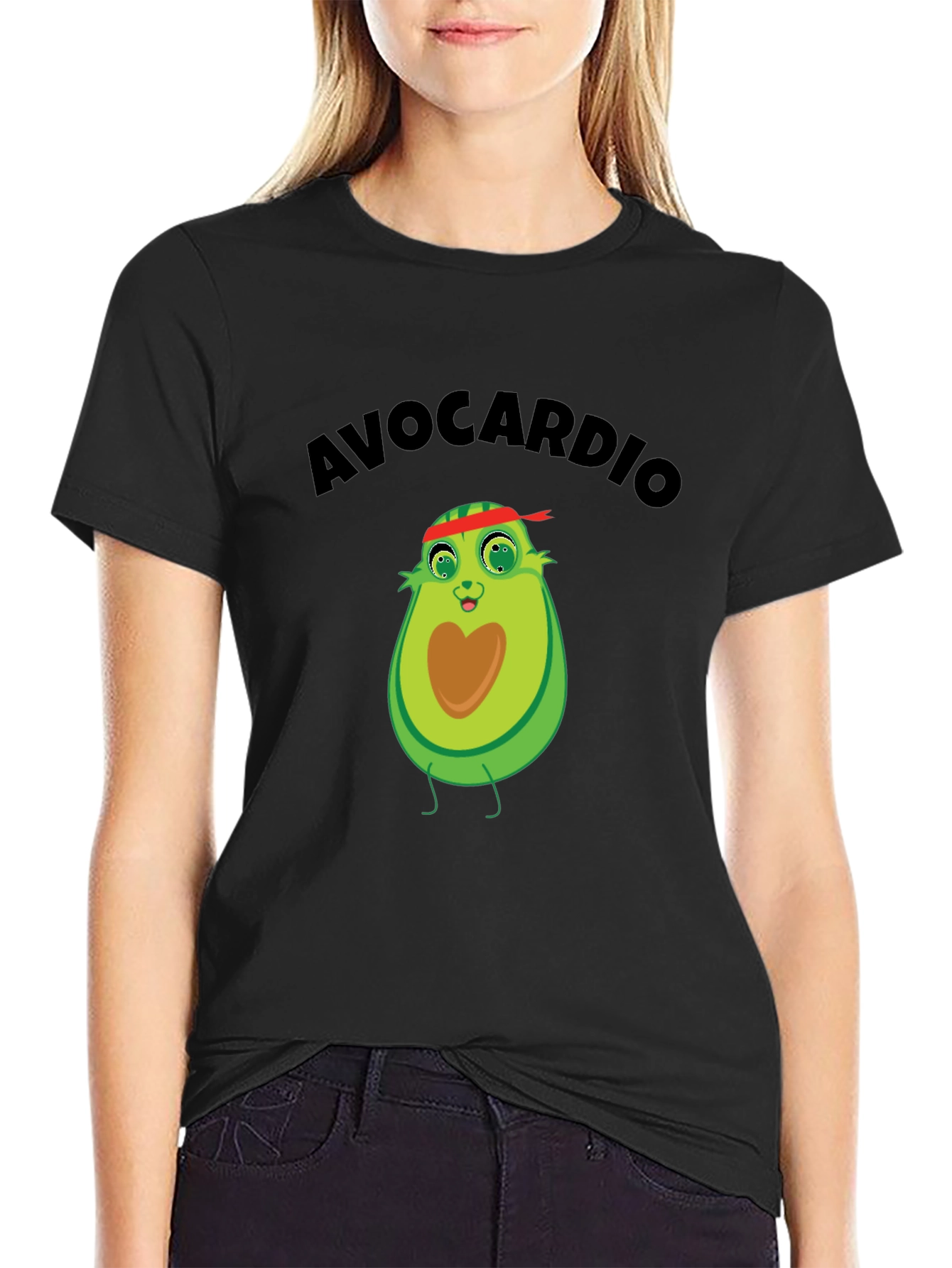 Avocardio Graphic Tee - Black Cotton Blend Shirt