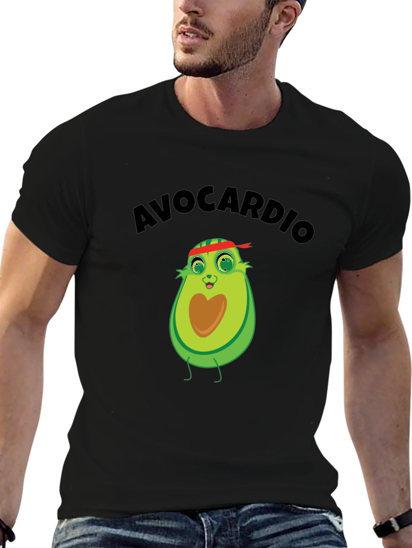 Avocardio Graphic Tee - Black Cotton Blend Shirt