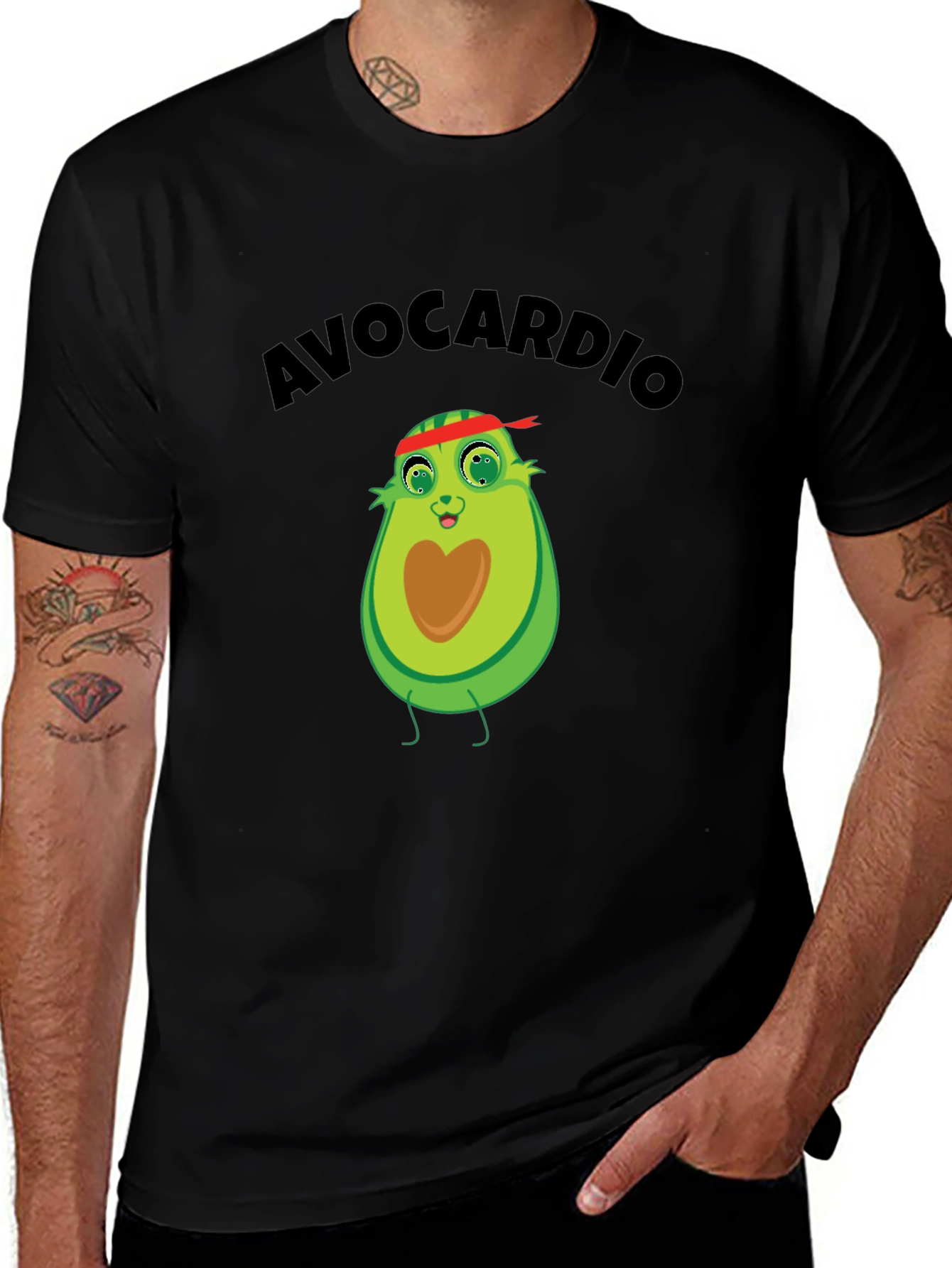 Avocardio Graphic Tee - Black Cotton Blend Shirt
