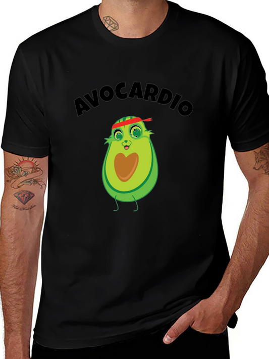 Avocardio Graphic Tee - Black Cotton Blend Shirt