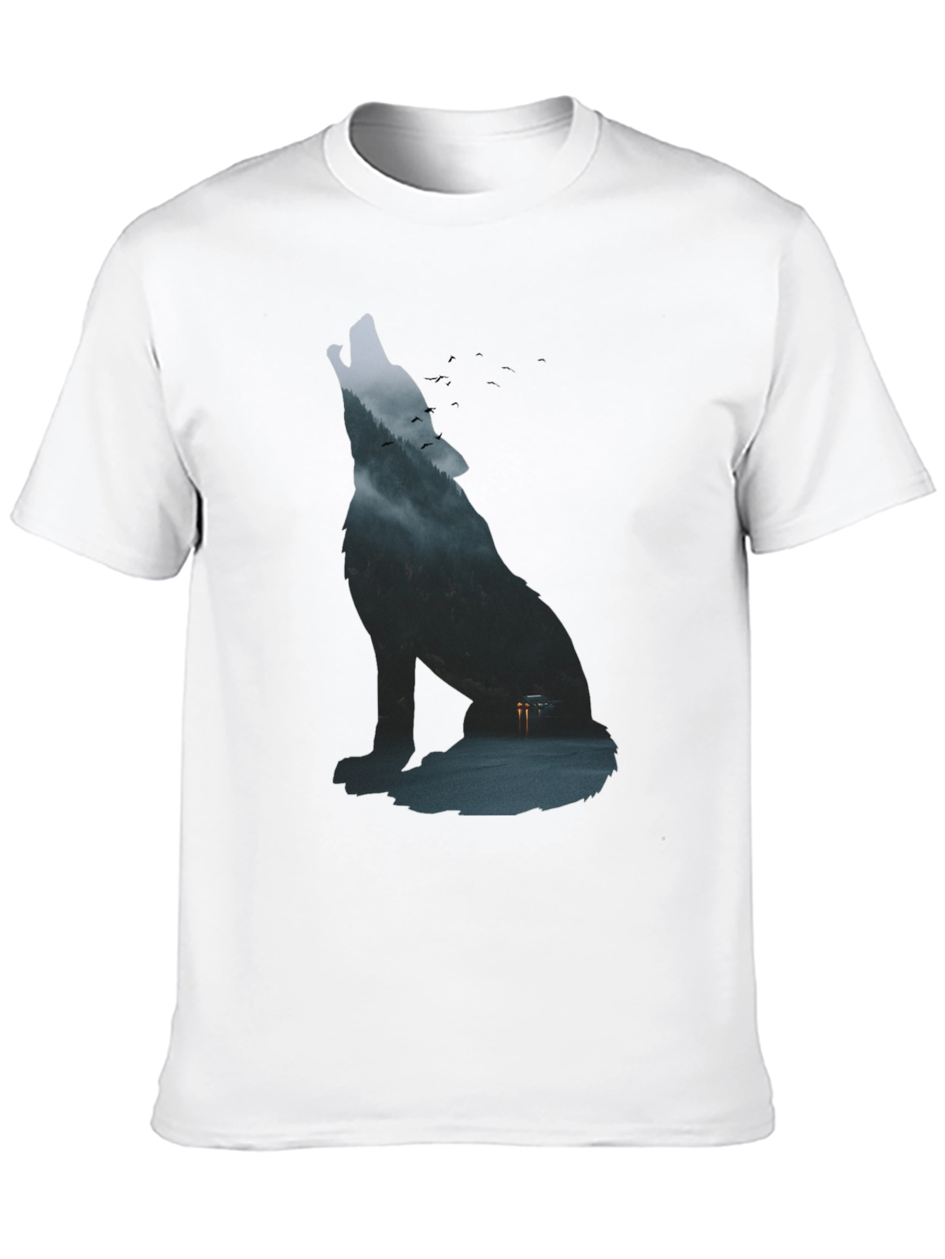 Wolf Silhouette Graphic Tee - Urban Style