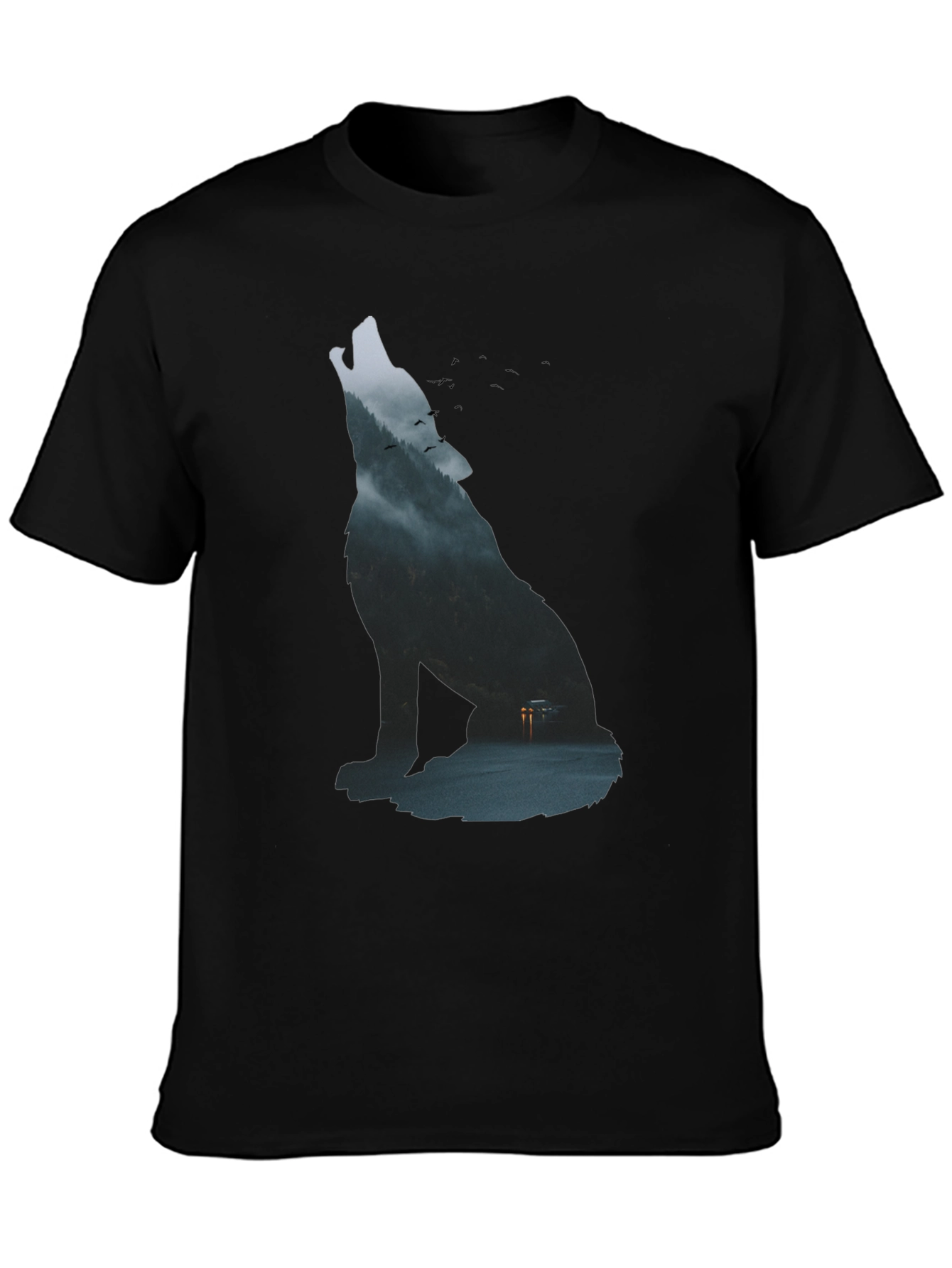 Wolf Silhouette Graphic Tee - Urban Style