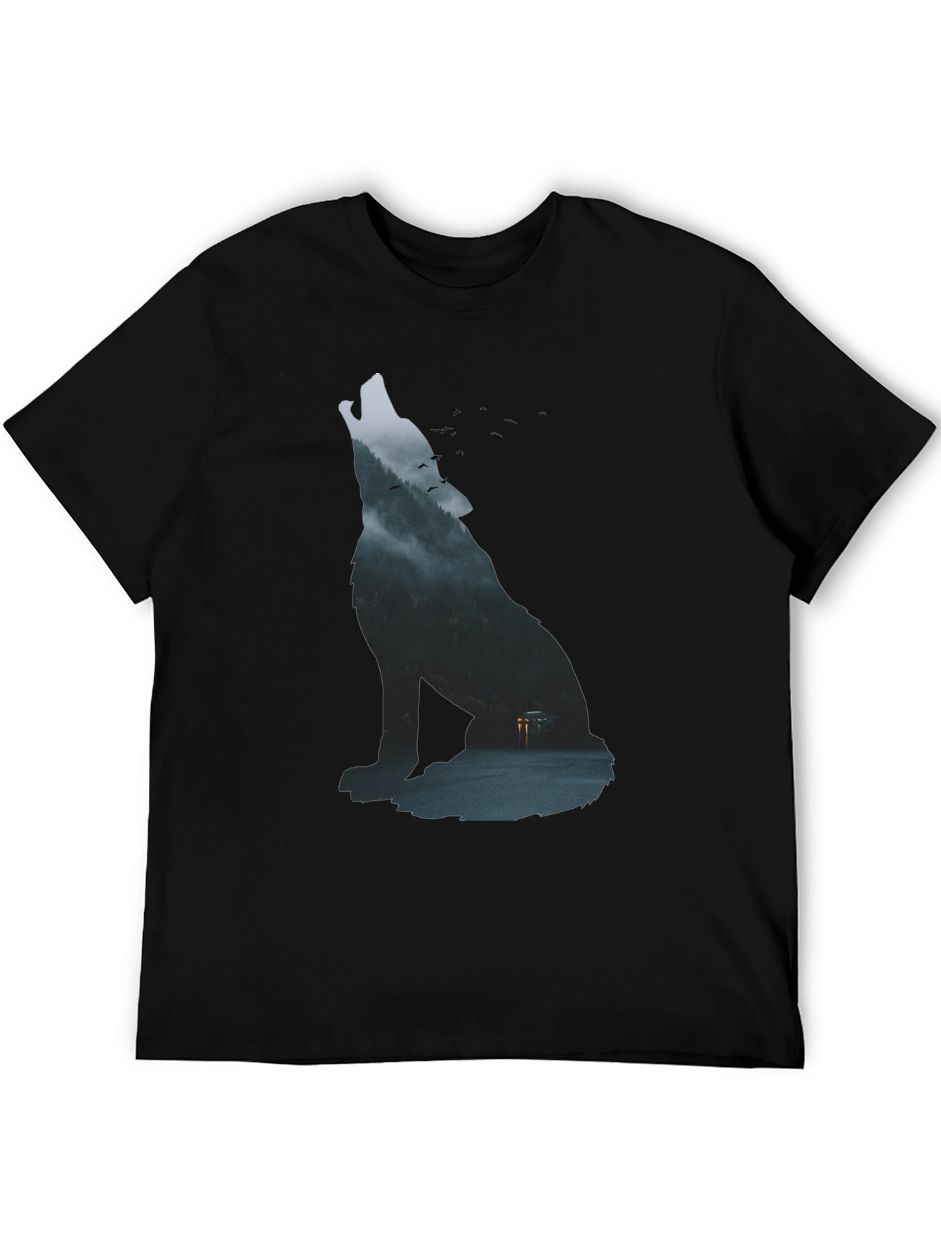 Wolf Silhouette Graphic Tee - Urban Style