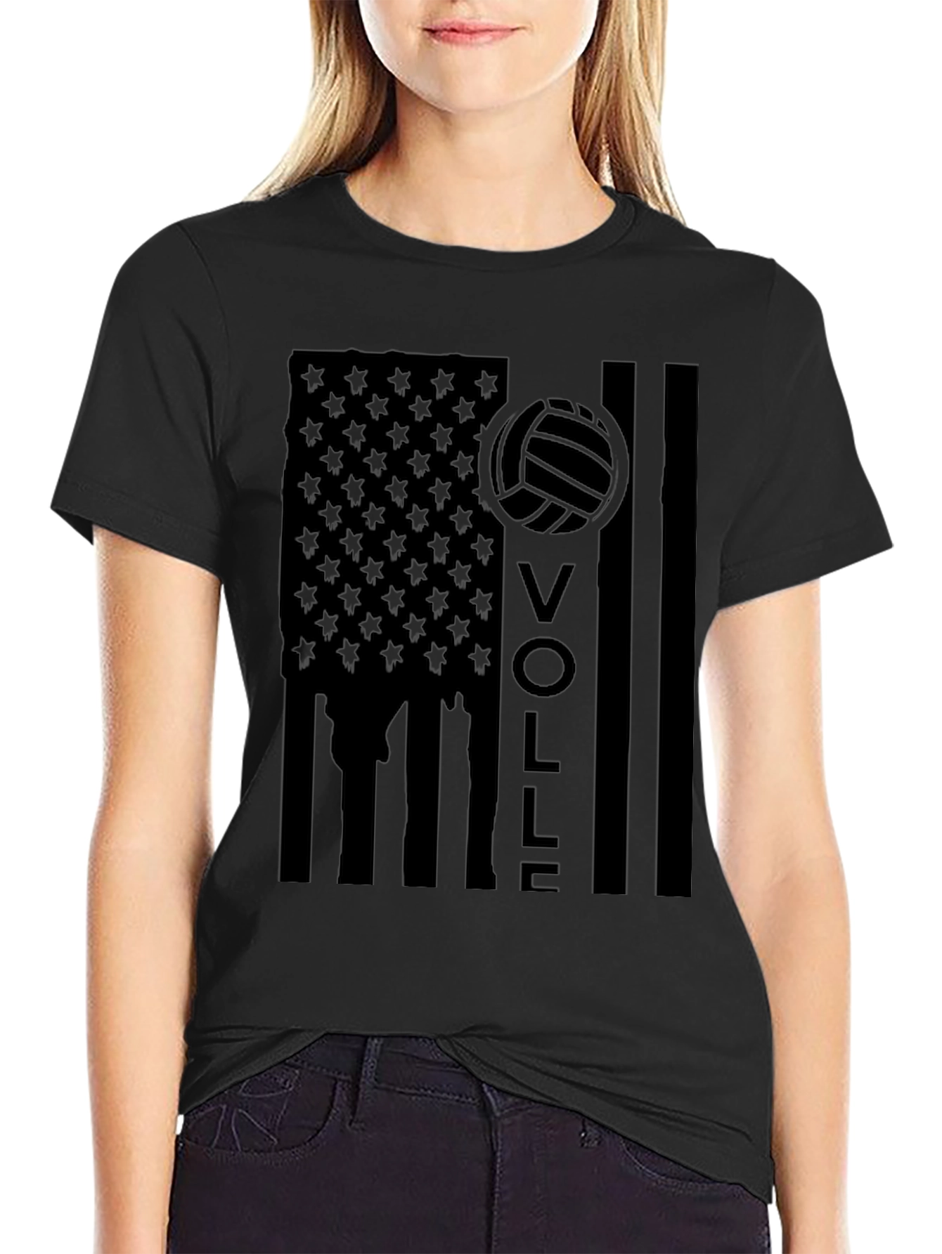 Volleyball American Flag T-Shirt