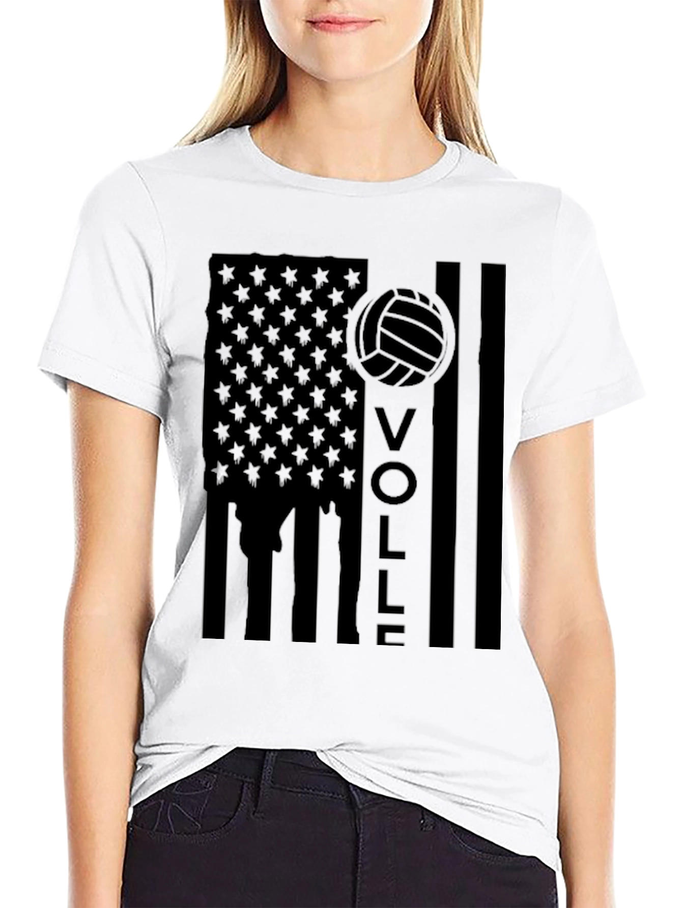 Volleyball American Flag T-Shirt