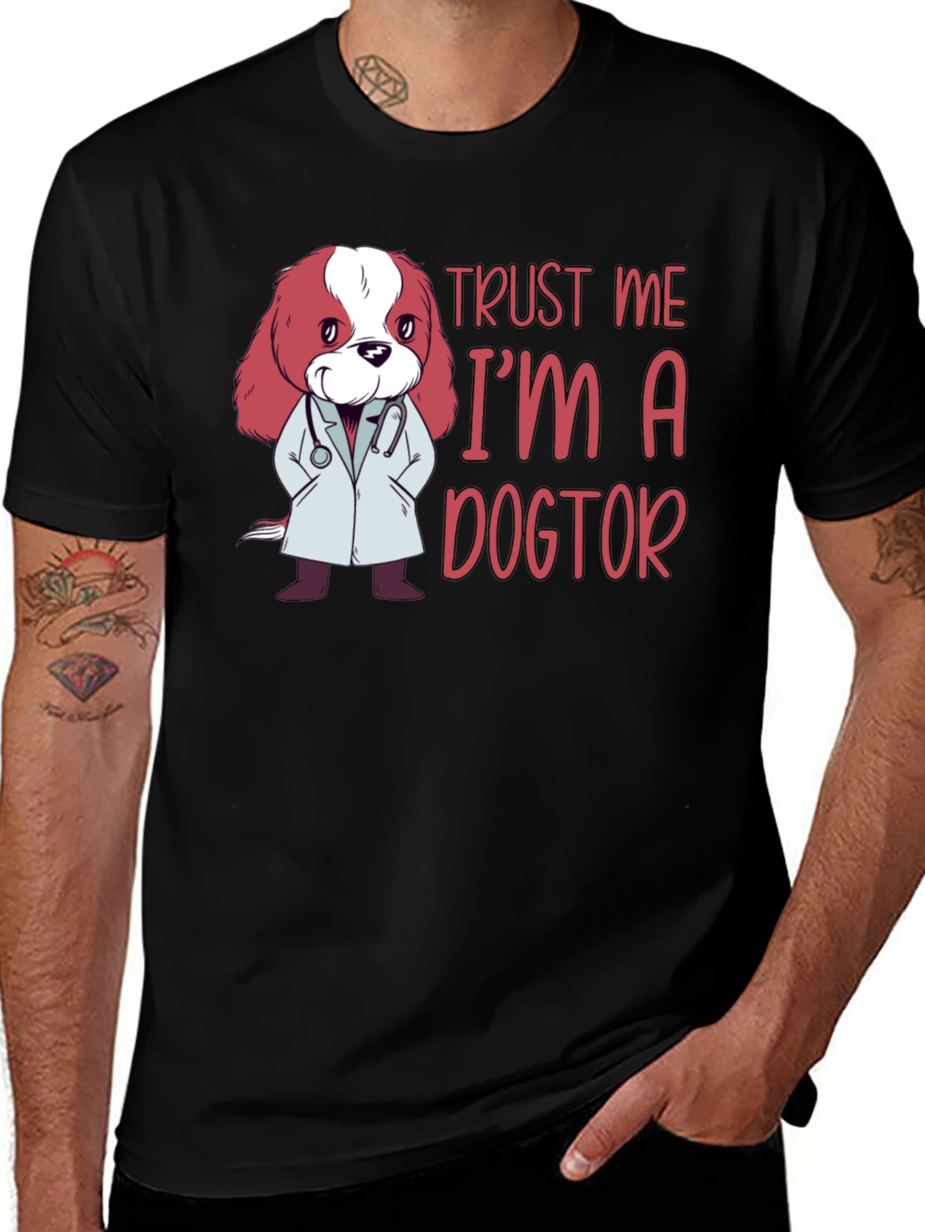 Trust Me Im a Dogtor Black T-Shirt