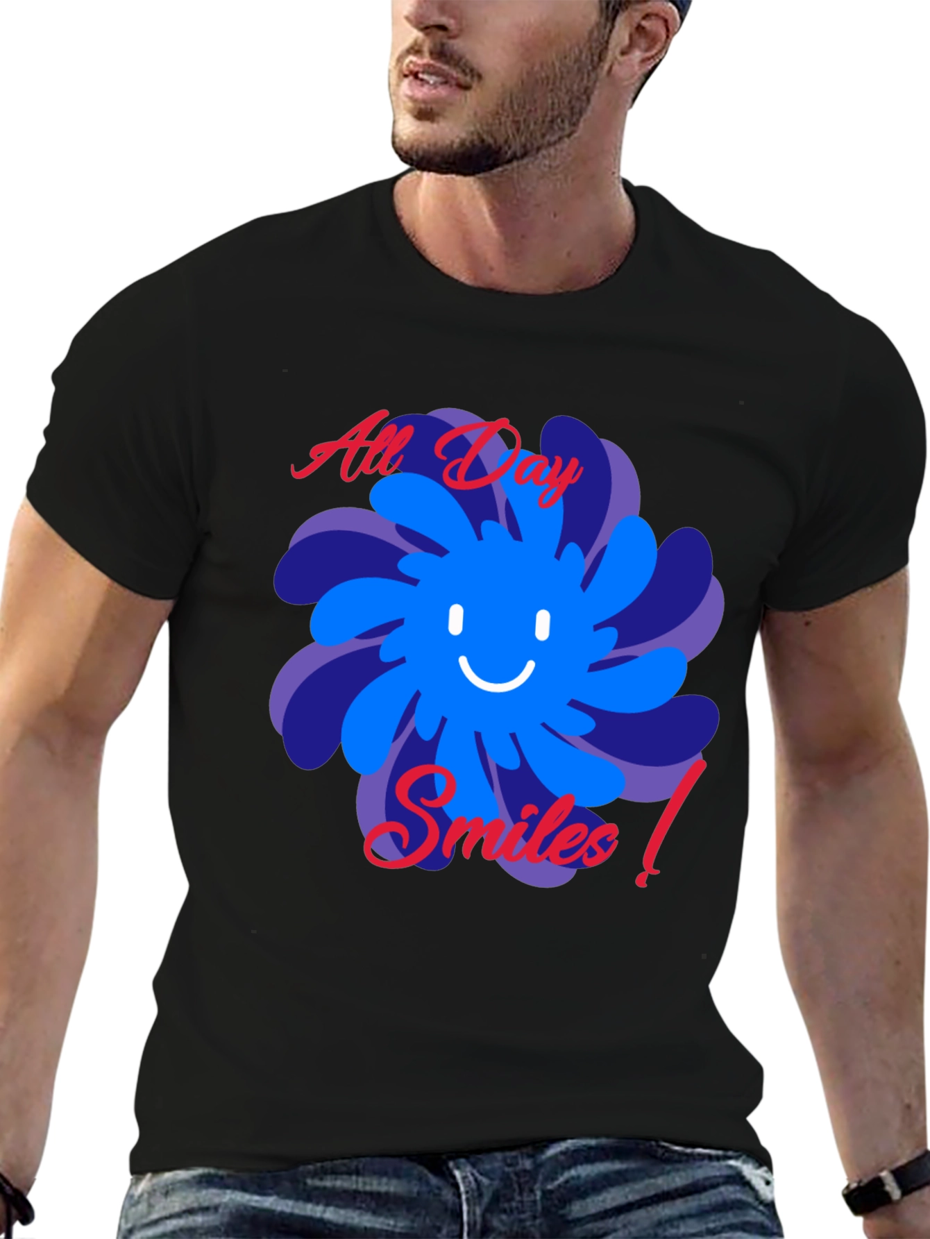 All Day Smiles Black Graphic Tee