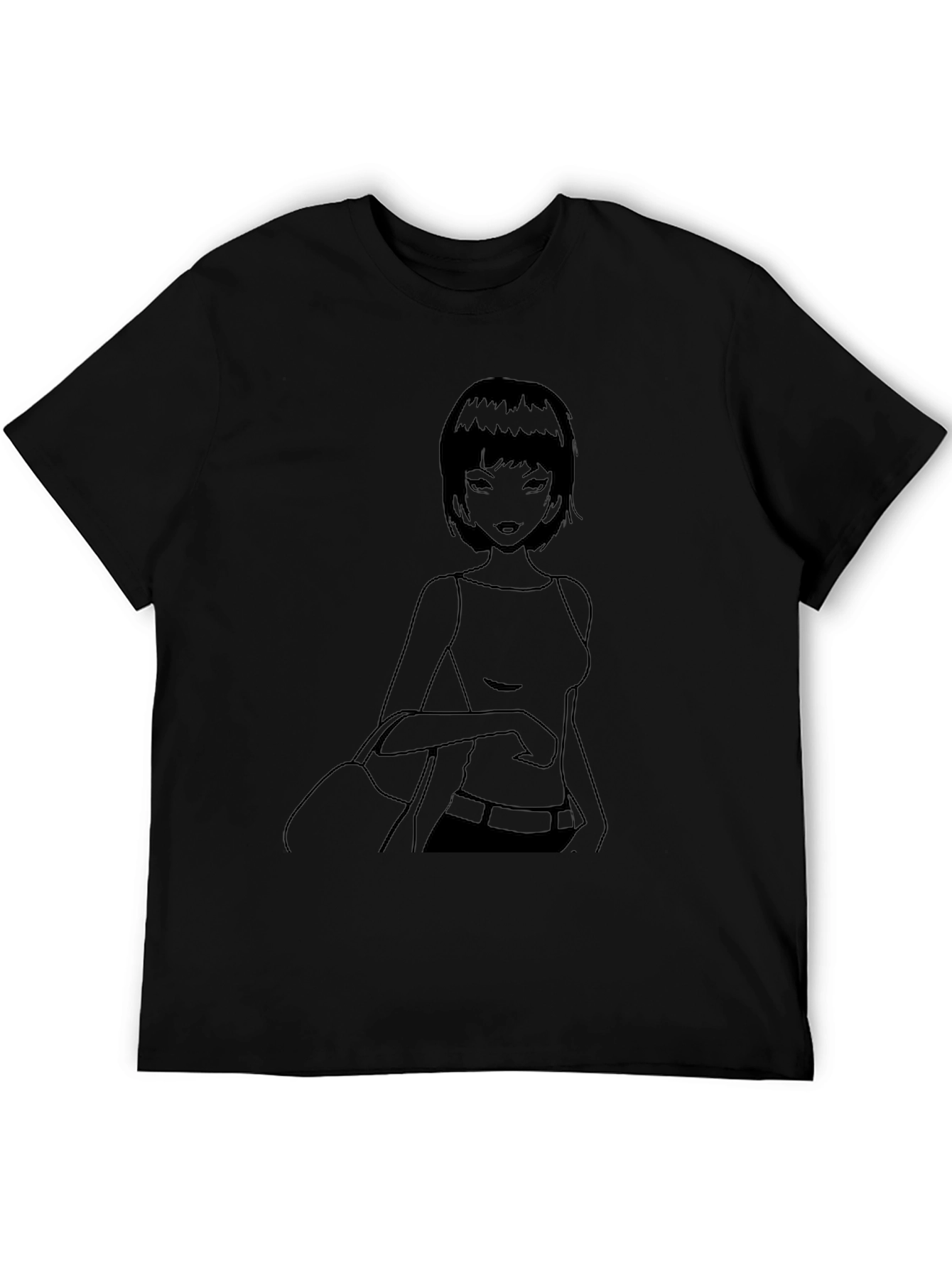 Anime Girl Graphic Black T-Shirt