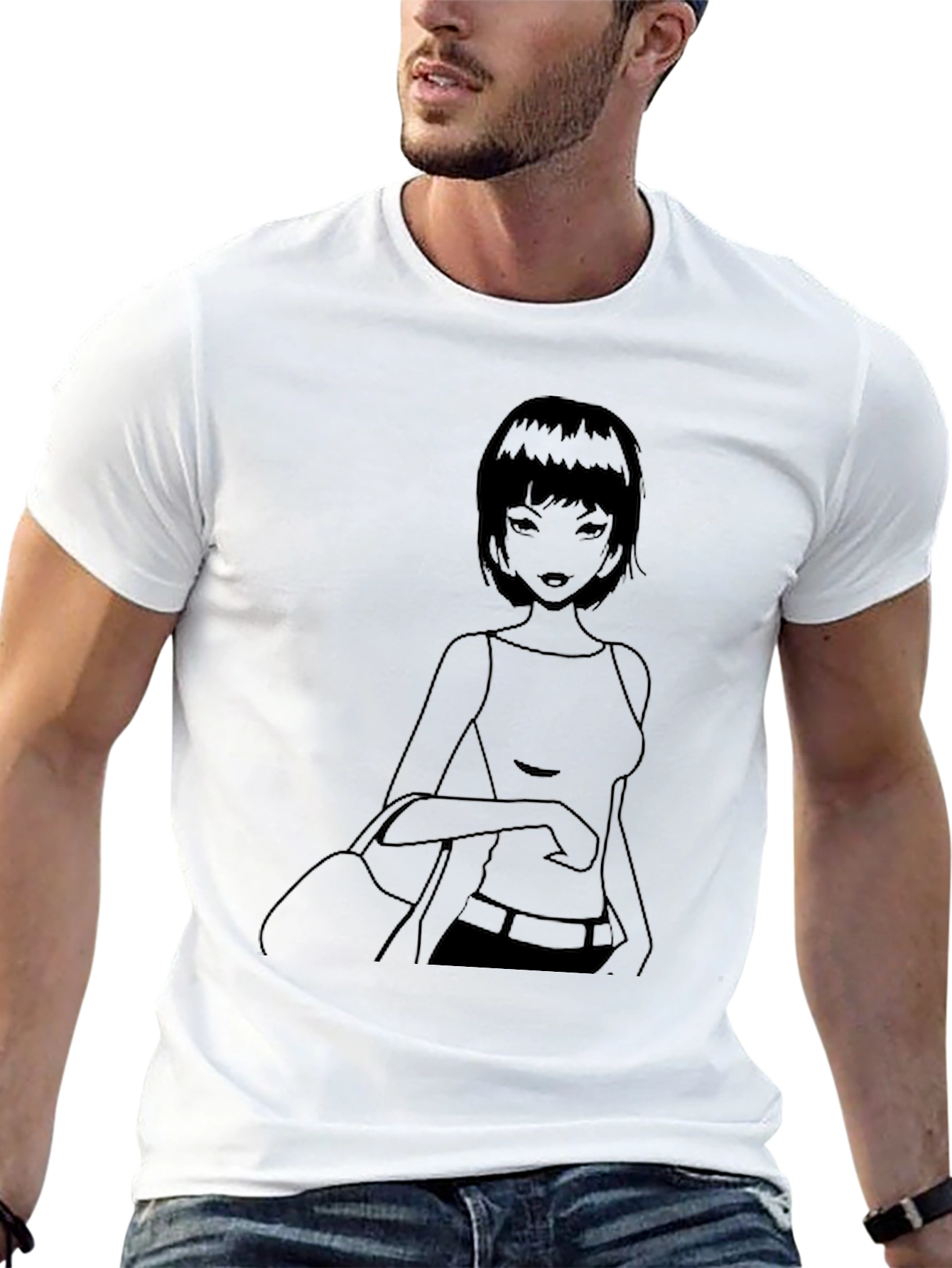 Anime Girl Graphic Black T-Shirt