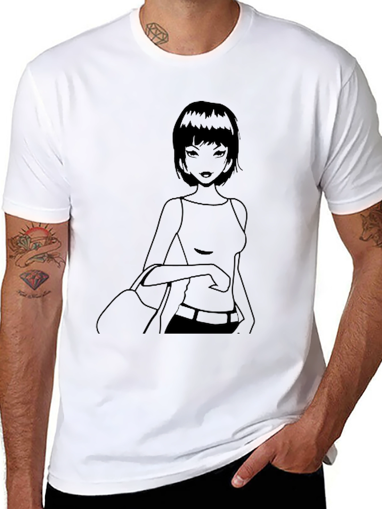 Anime Girl Graphic Black T-Shirt