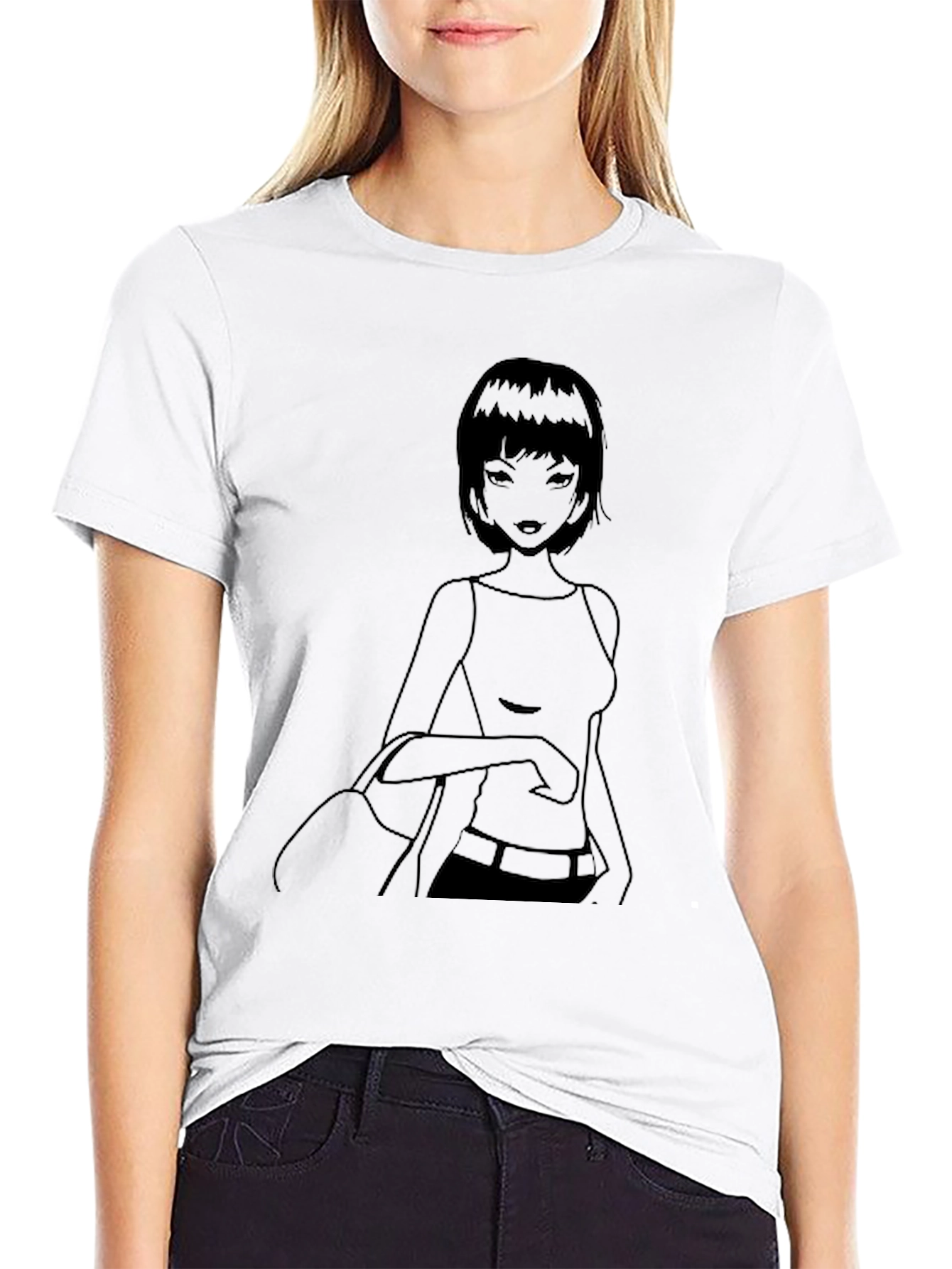 Anime Girl Graphic Black T-Shirt