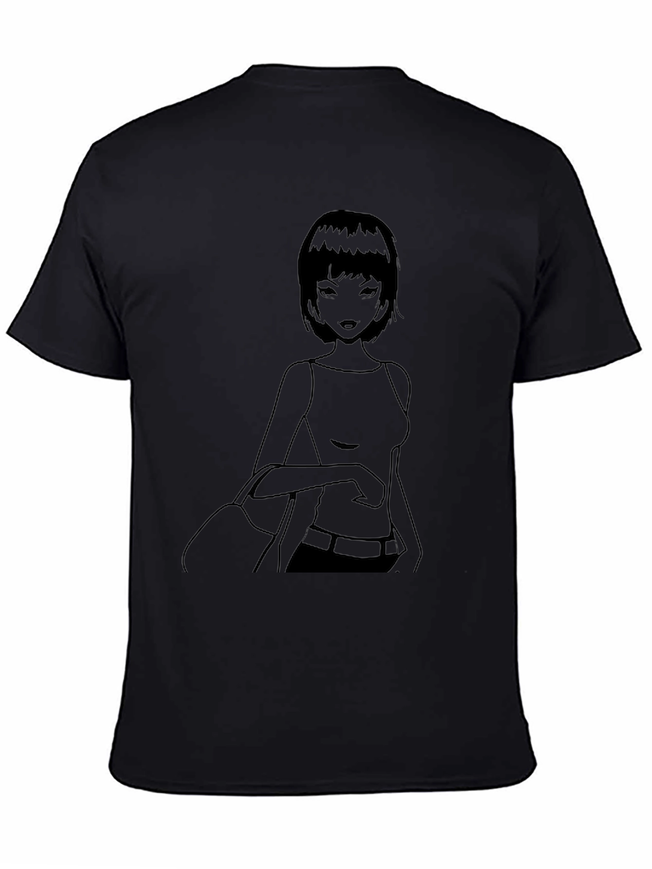 Anime Girl Graphic Black T-Shirt