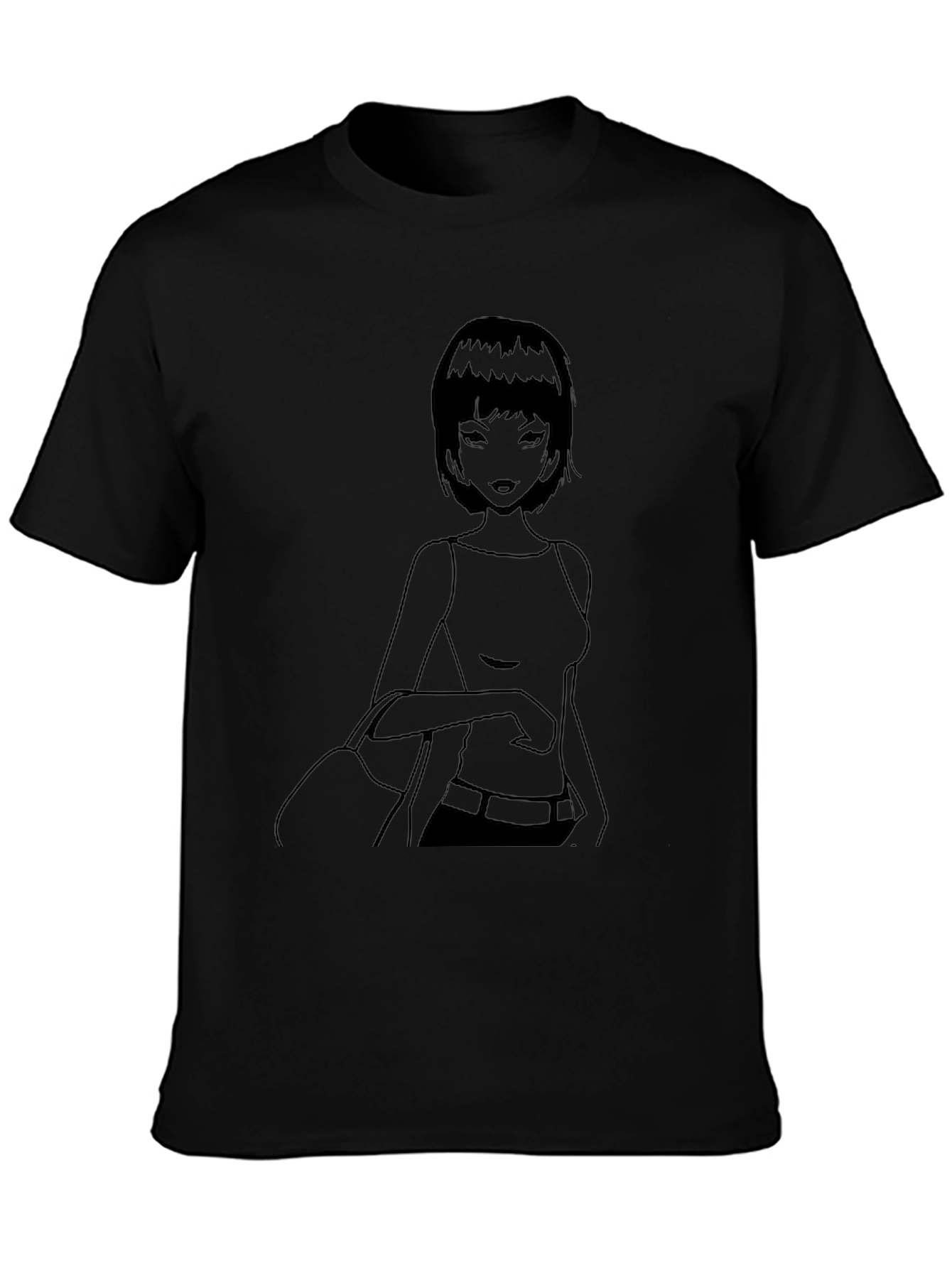 Anime Girl Graphic Black T-Shirt