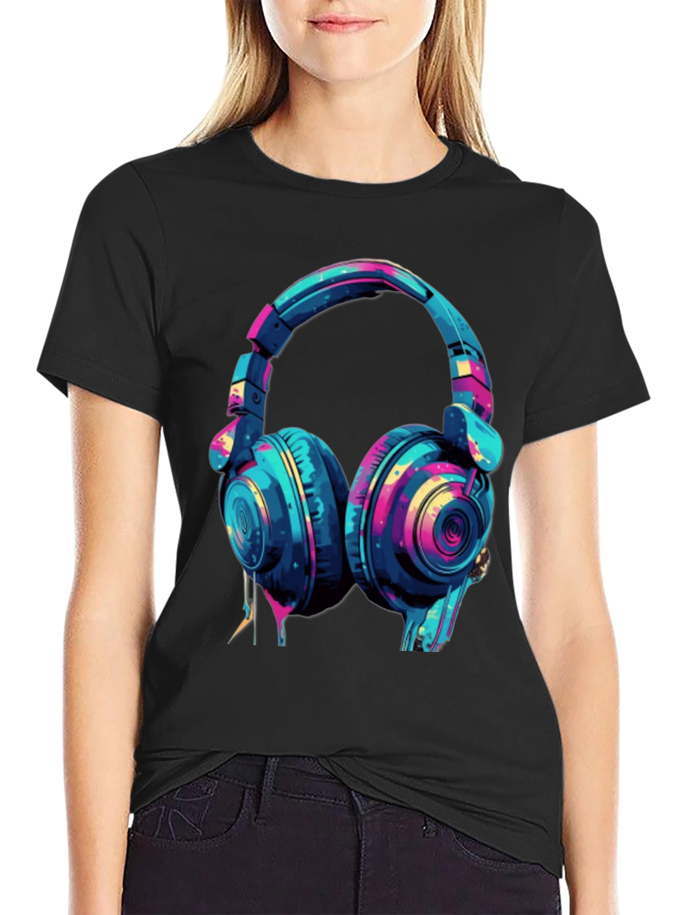 Vibrant Headphones Graphic T-Shirt