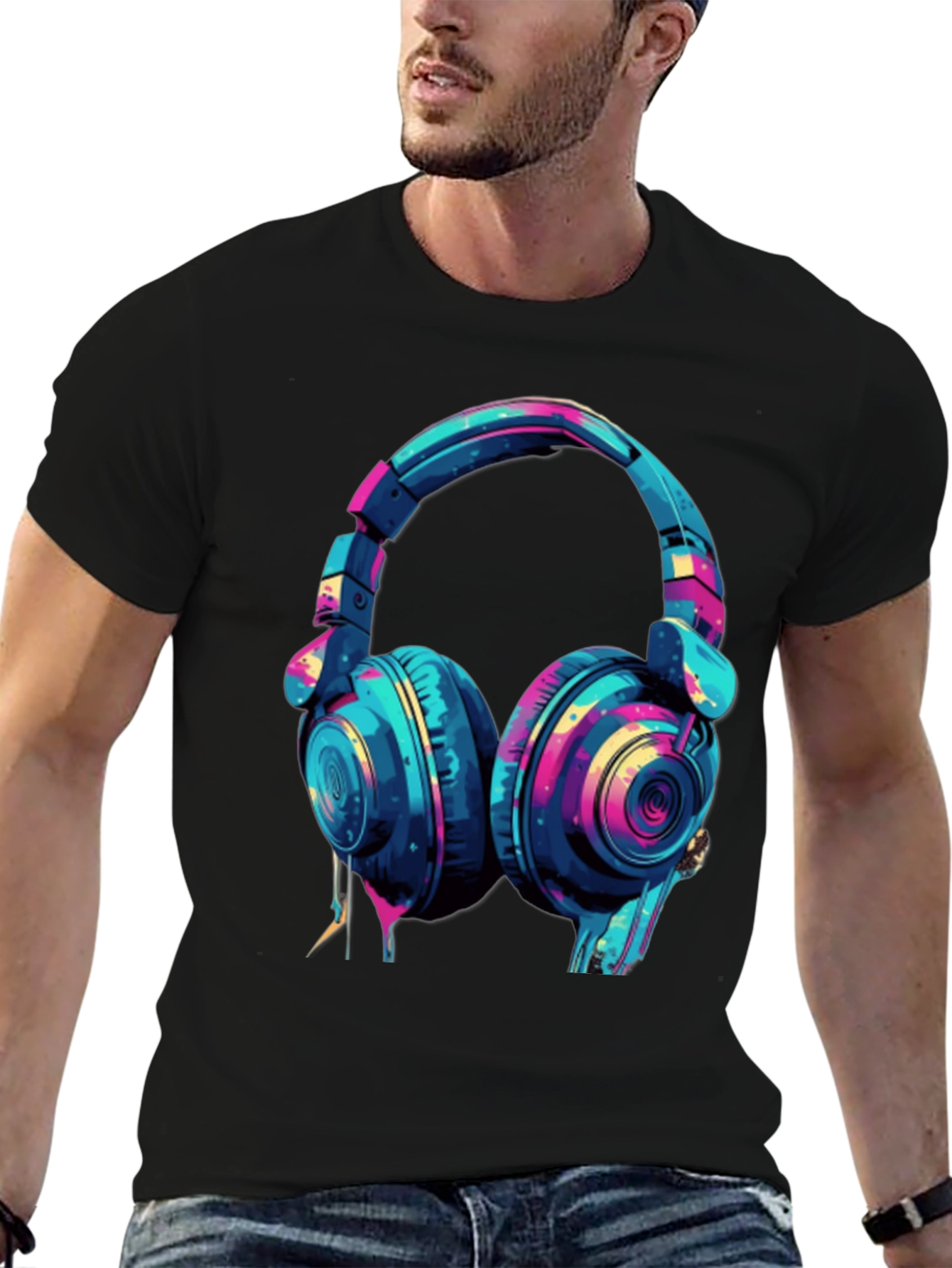 Vibrant Headphones Graphic T-Shirt