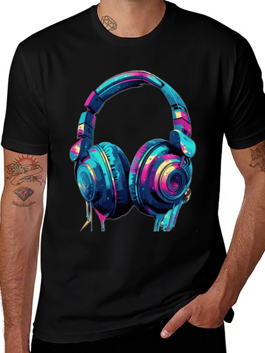 Vibrant Headphones Graphic T-Shirt