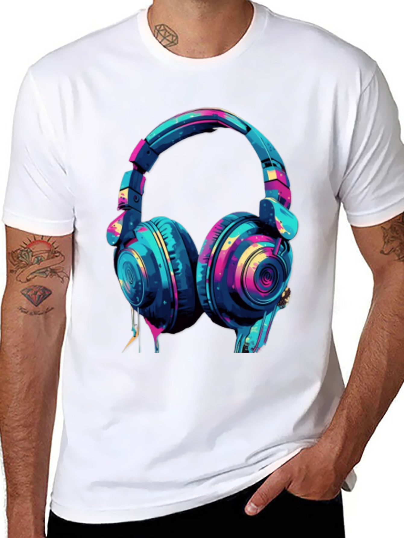 Vibrant Headphones Graphic T-Shirt