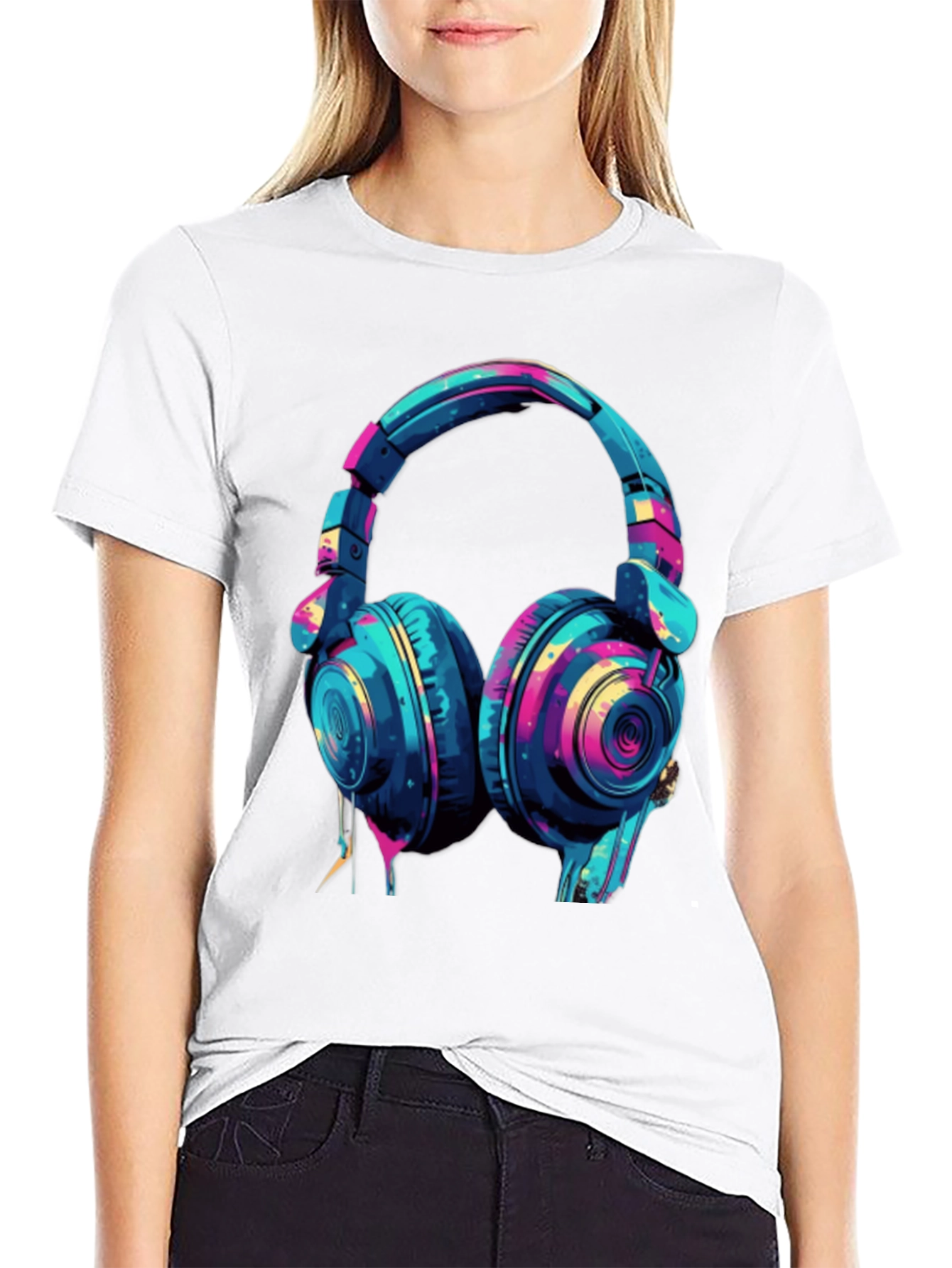 Vibrant Headphones Graphic T-Shirt