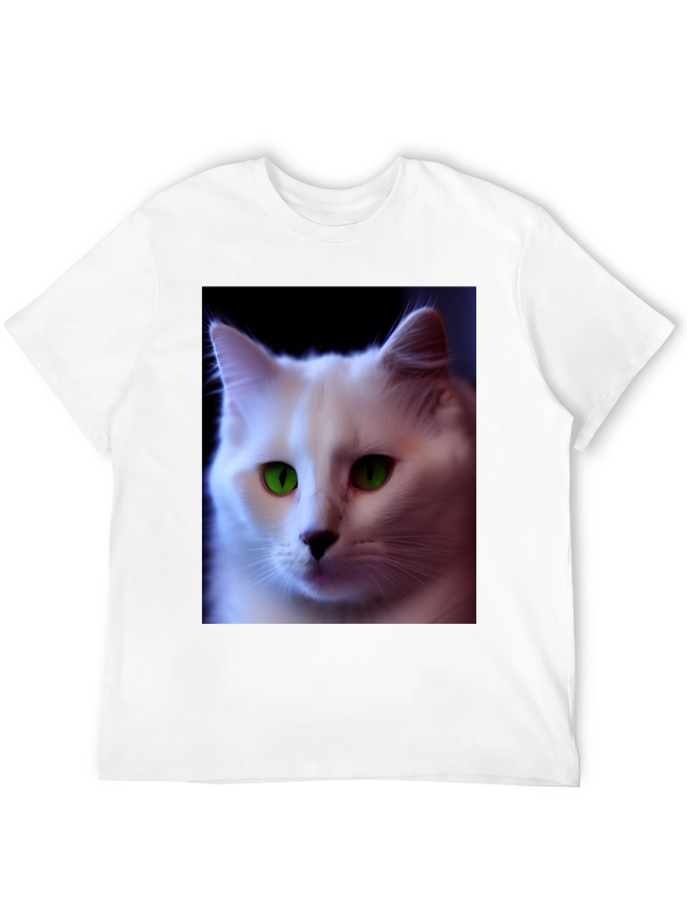 Black T-Shirt with White Cat Graphic