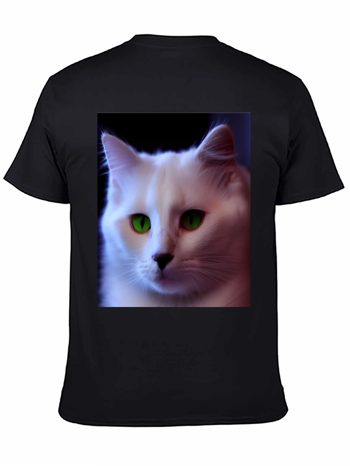Black T-Shirt with White Cat Graphic