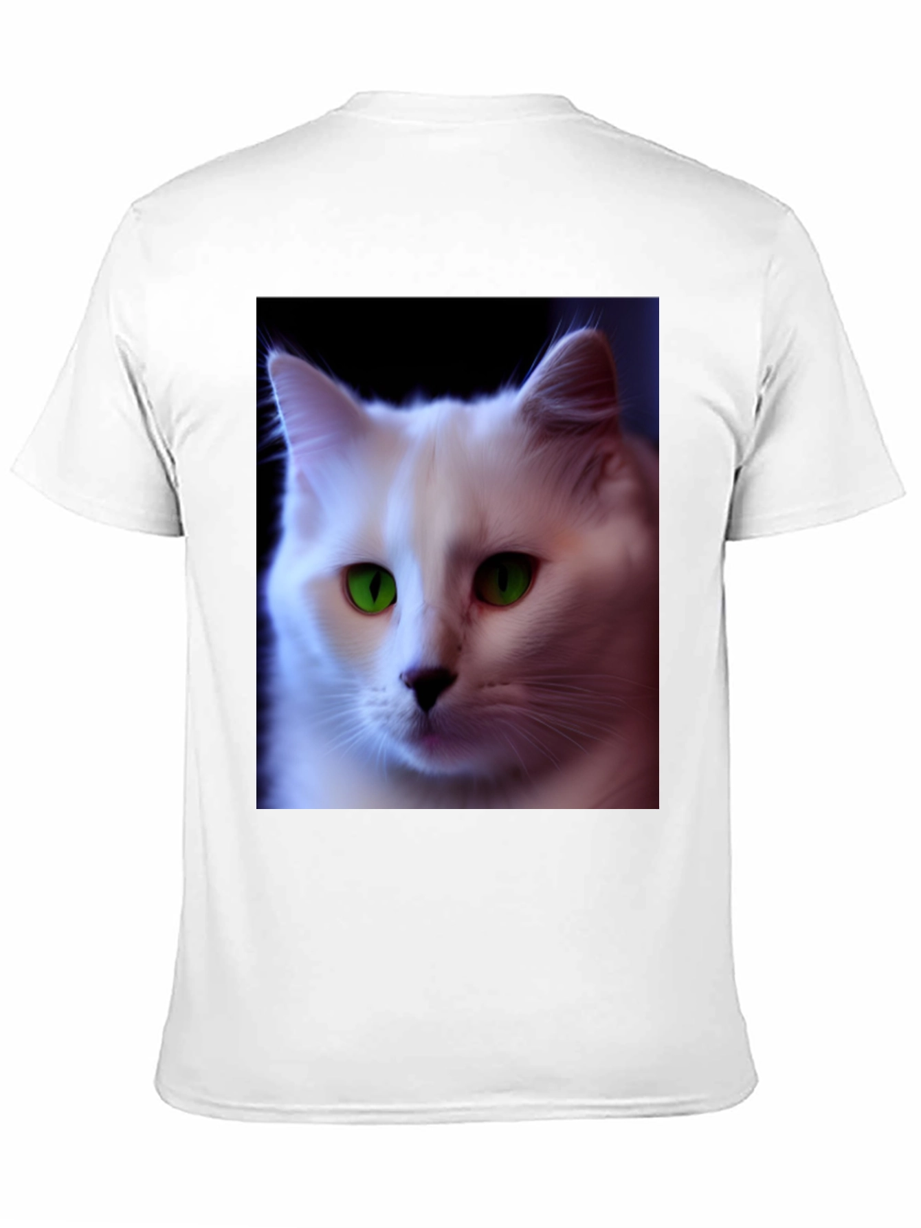 Black T-Shirt with White Cat Graphic