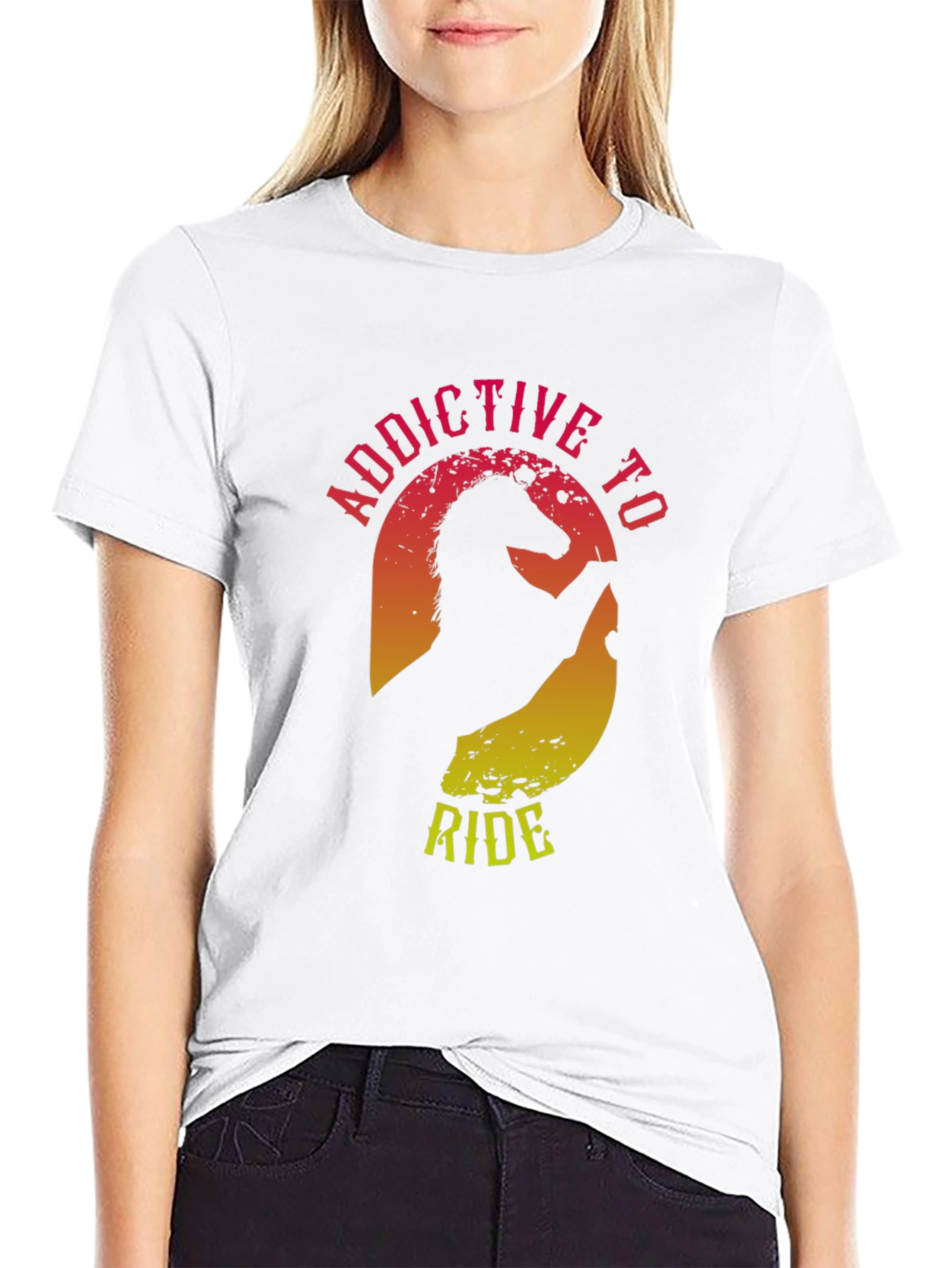 Addictive to Ride Horse Graphic Tee - Black